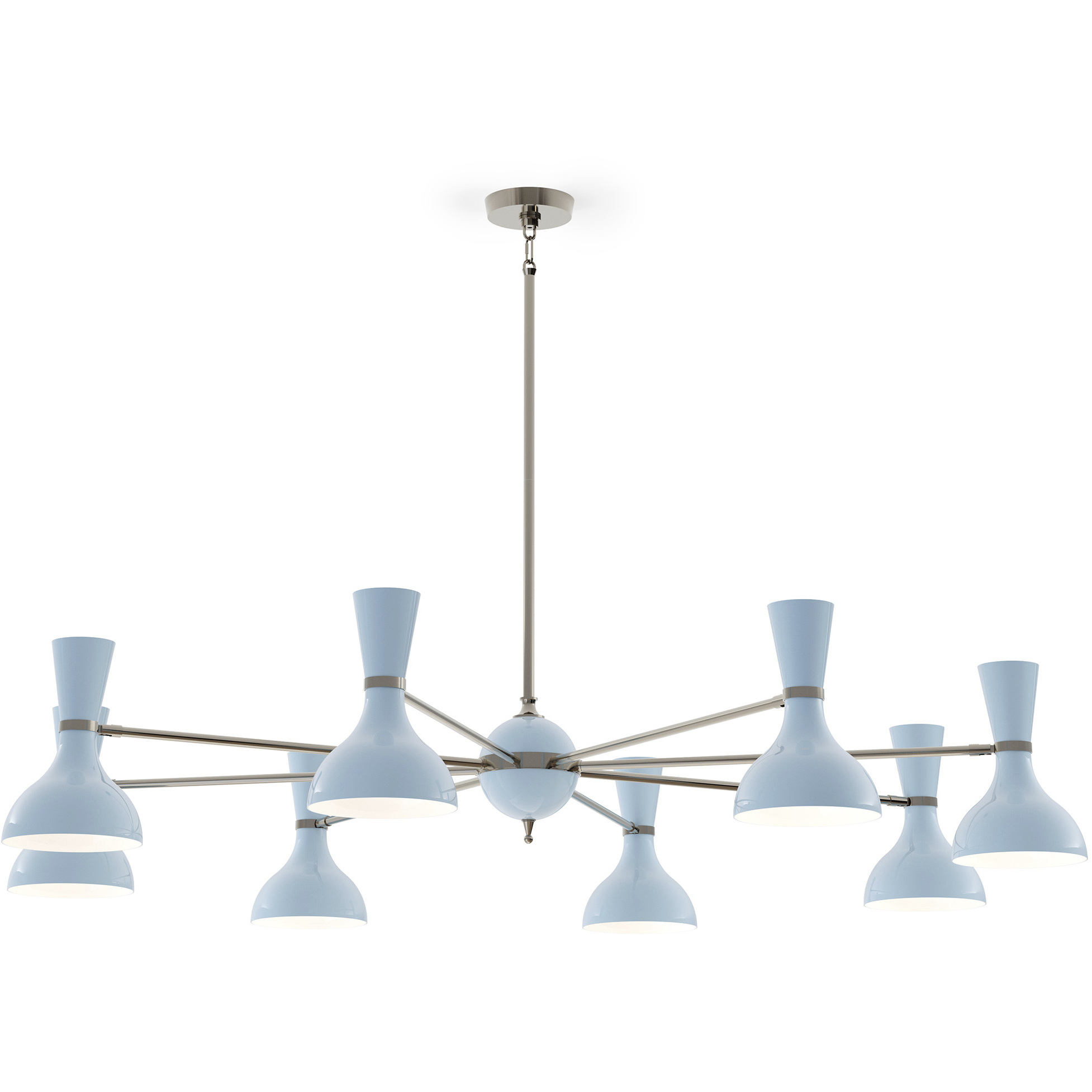Clare 8 Light 57 inch Polished Nickel Chandelier Ceiling Light in Baby Blue