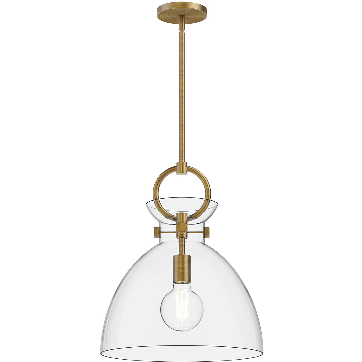 Alora Mood Waldo 1 Light 14 inch Aged Gold Pendant Ceiling Light in Clear Glass