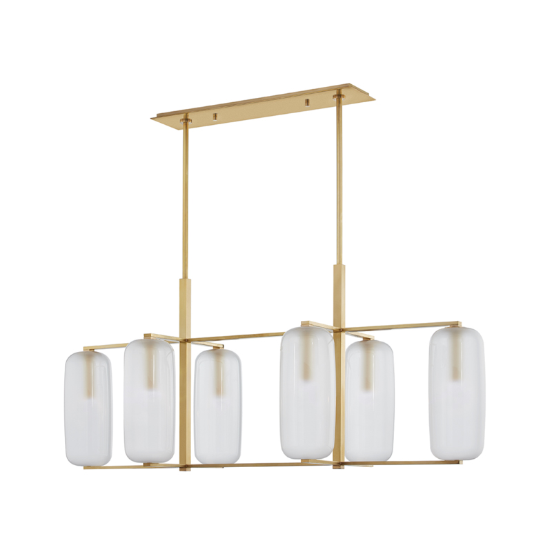 Pebble 6 Light 53.13 inch Aged Brass Island Light Ceiling Light