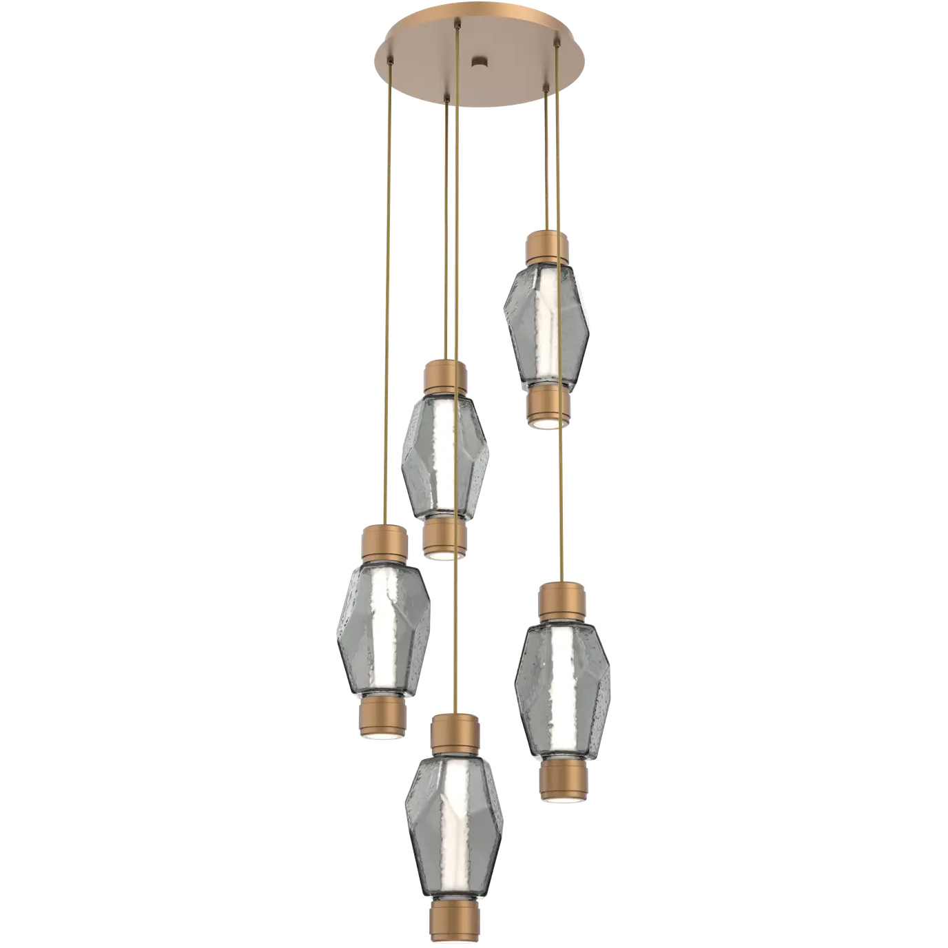 Gem Mandrel LED 21.4 inch Novel Brass Multi-Pendant Ceiling Light