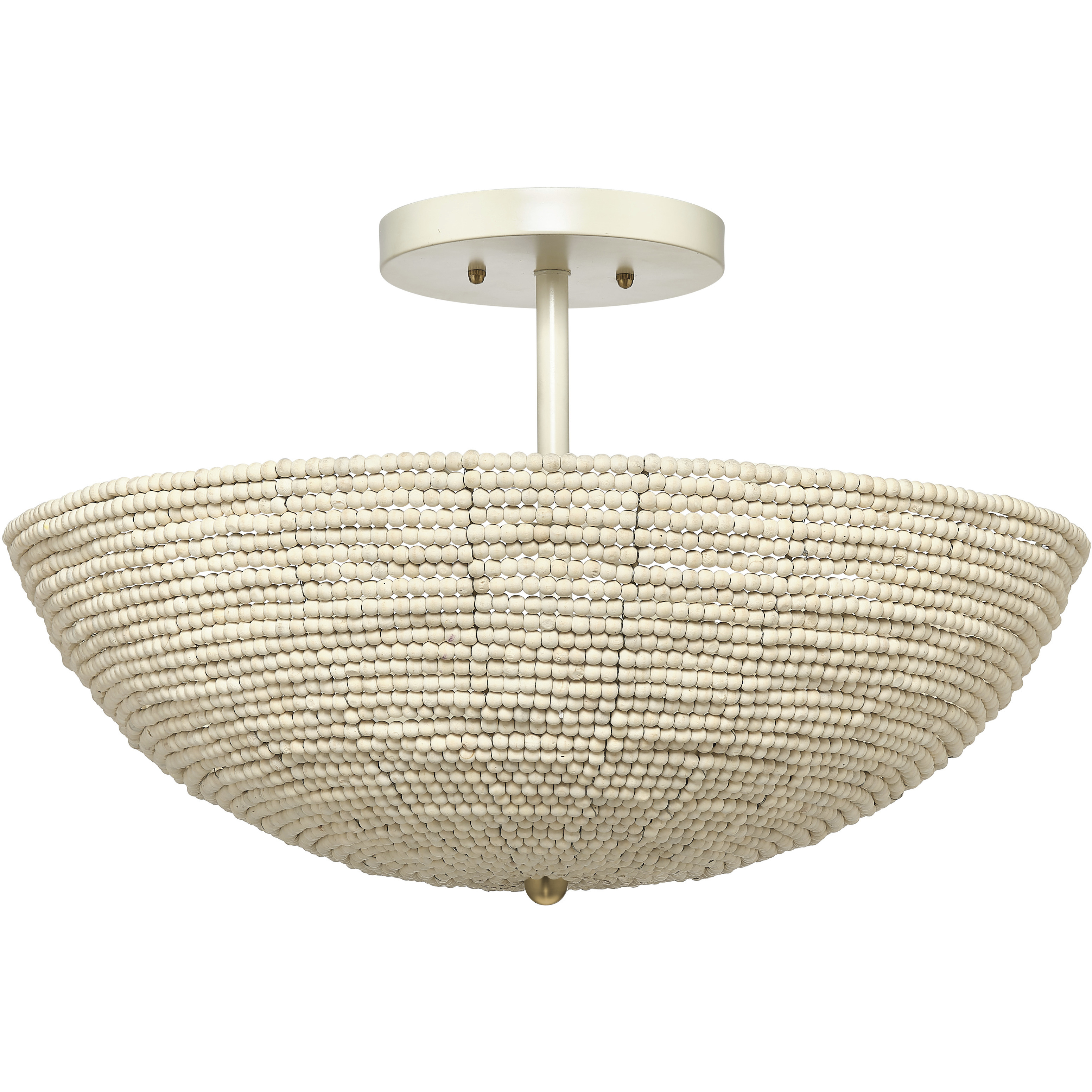 Tsunami 3 Light 24 inch Natural Cream Semi Flush Mount Ceiling Light