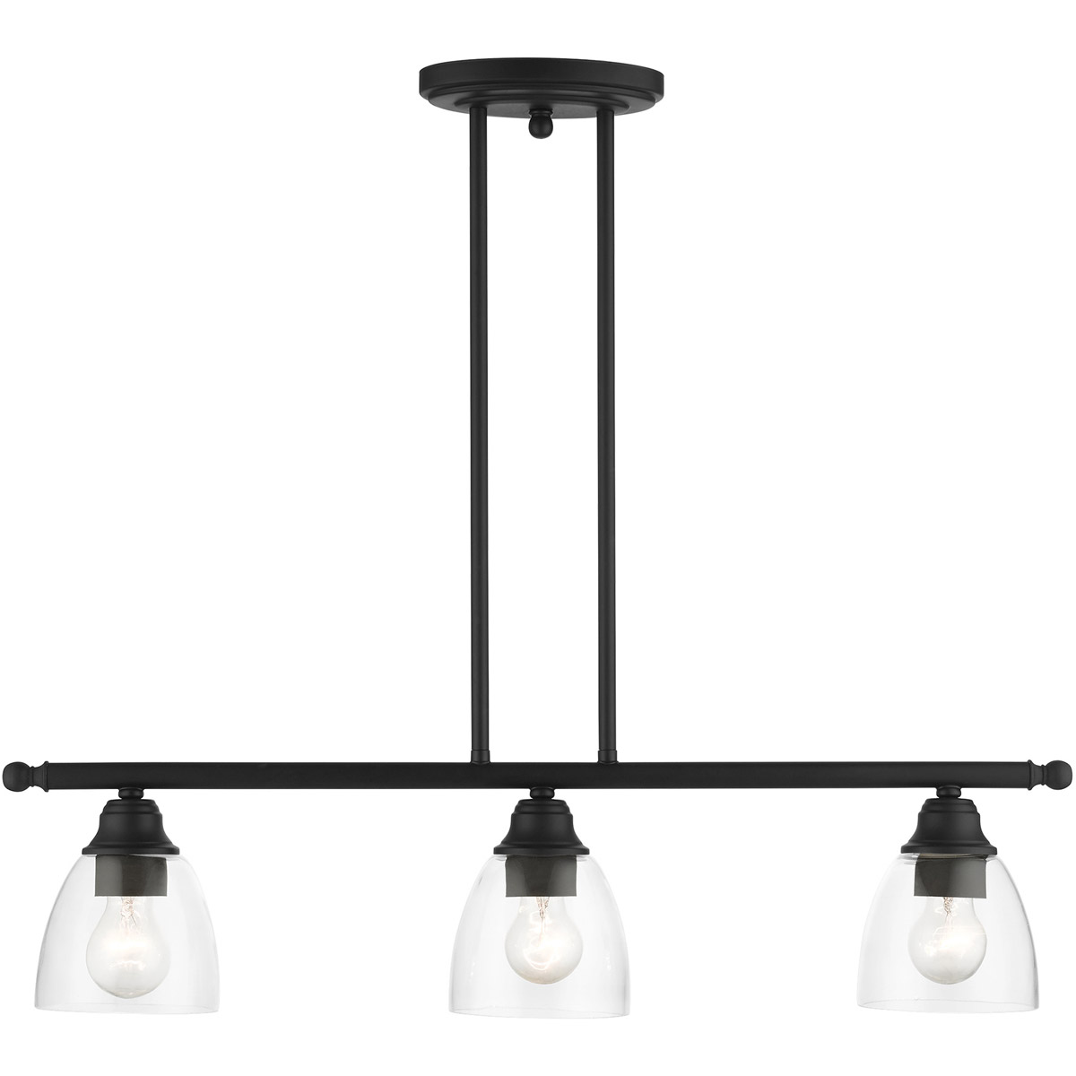 Montgomery 3 Light 30 inch Black Linear Chandelier Ceiling Light