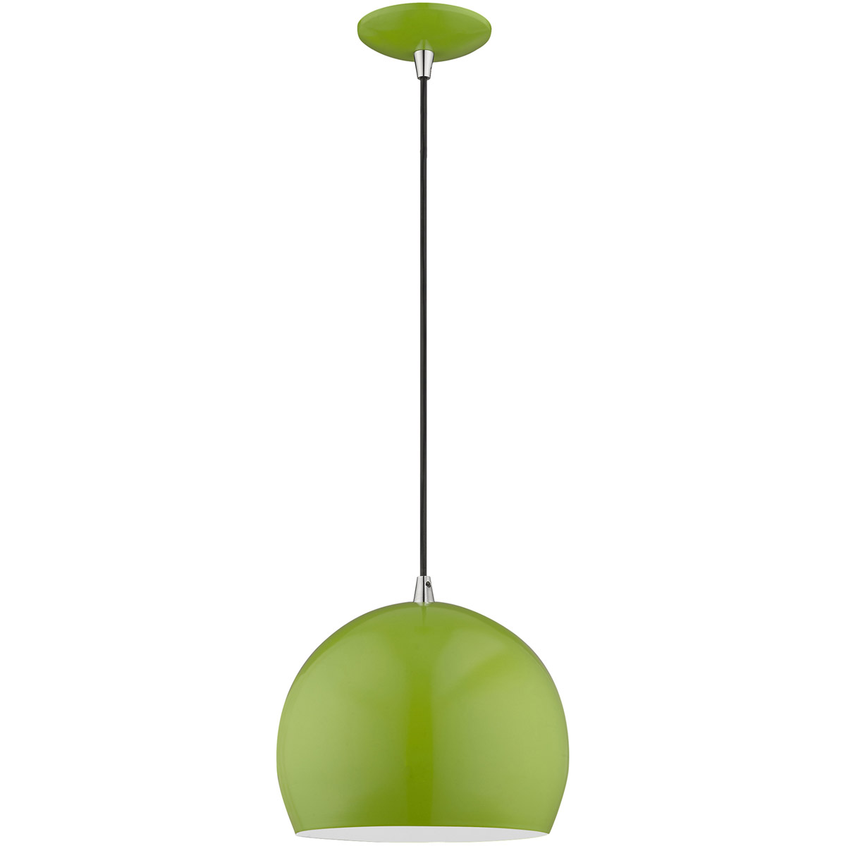 Metal Shade Mini Pendants 1 Light 10 inch Shiny Apple Green Mini Pendant Ceiling Light