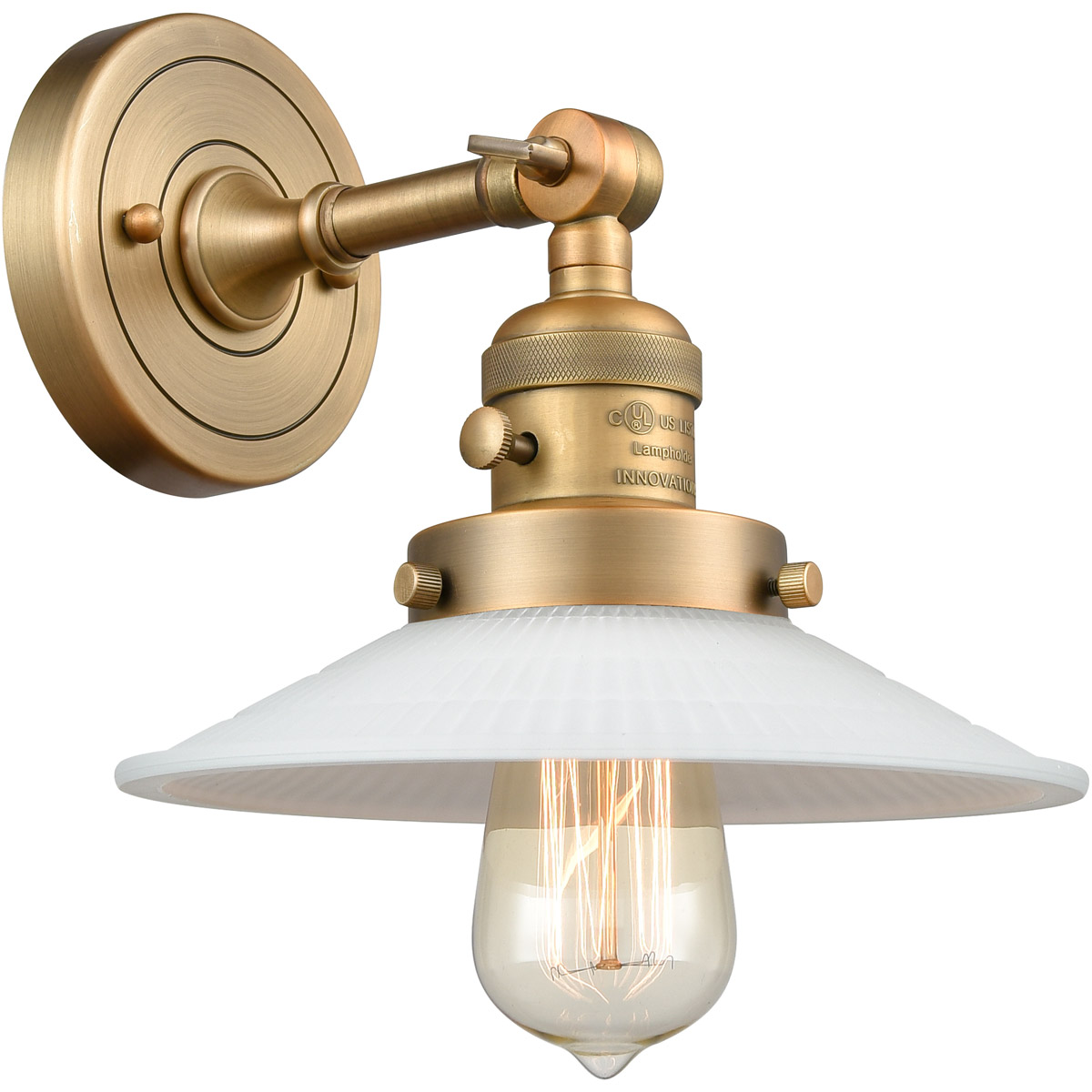 Franklin Restoration Halophane LED 9 inch Brushed Brass Sconce Wall Light, Franklin Restoration