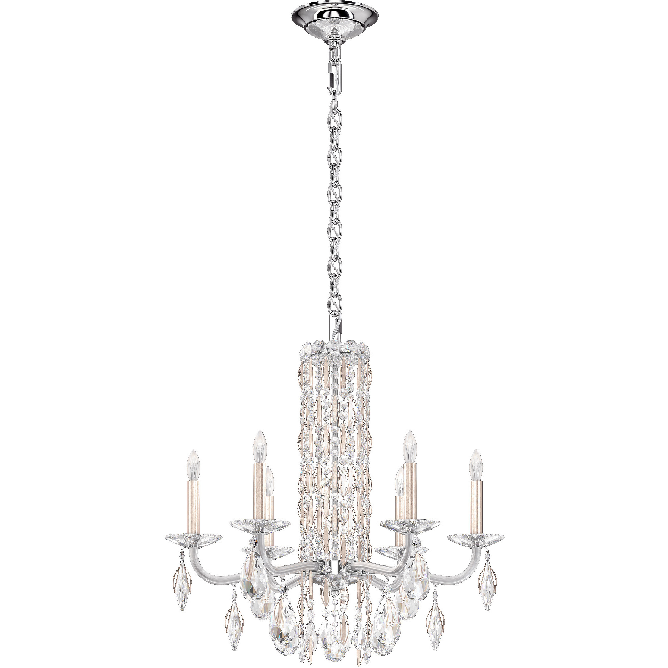 Siena 6 Light Antique Silver Chandelier Ceiling Light in Radiance, No Spikes