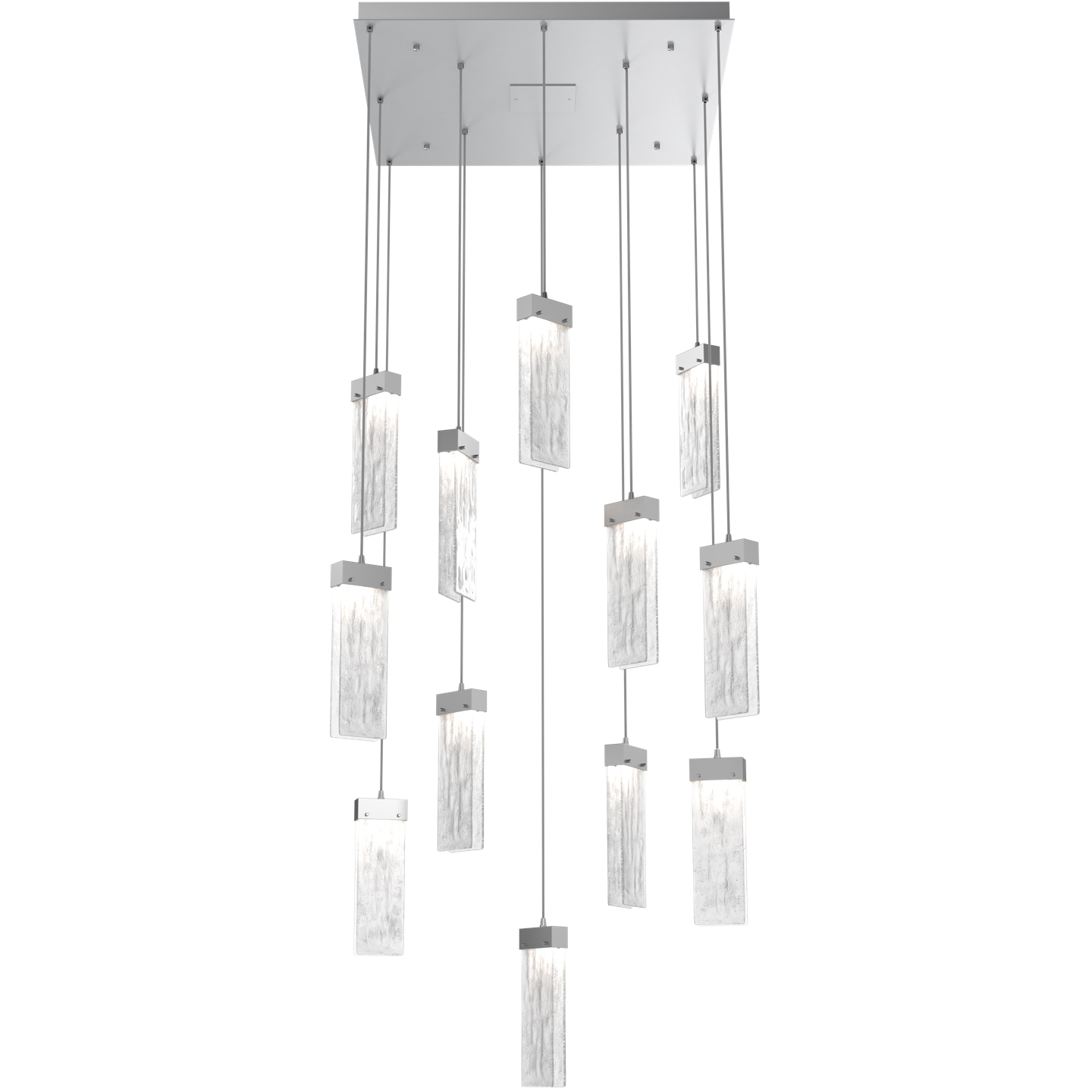 Parallel LED Classic Silver Chandelier Ceiling Light, Square Multi-Port