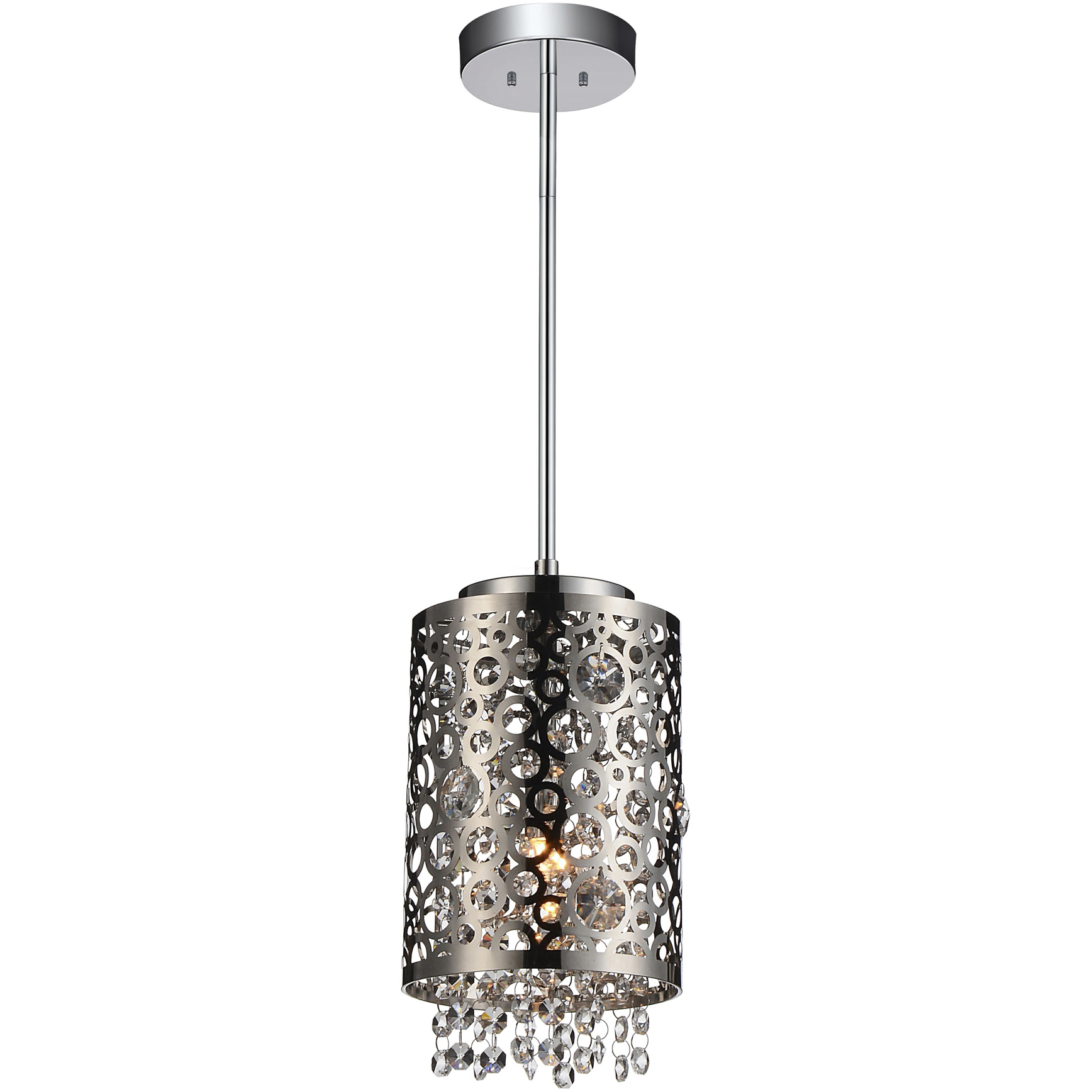 Bubbles 1 Light 6 inch Chrome Drum Shade Mini Pendant Ceiling Light