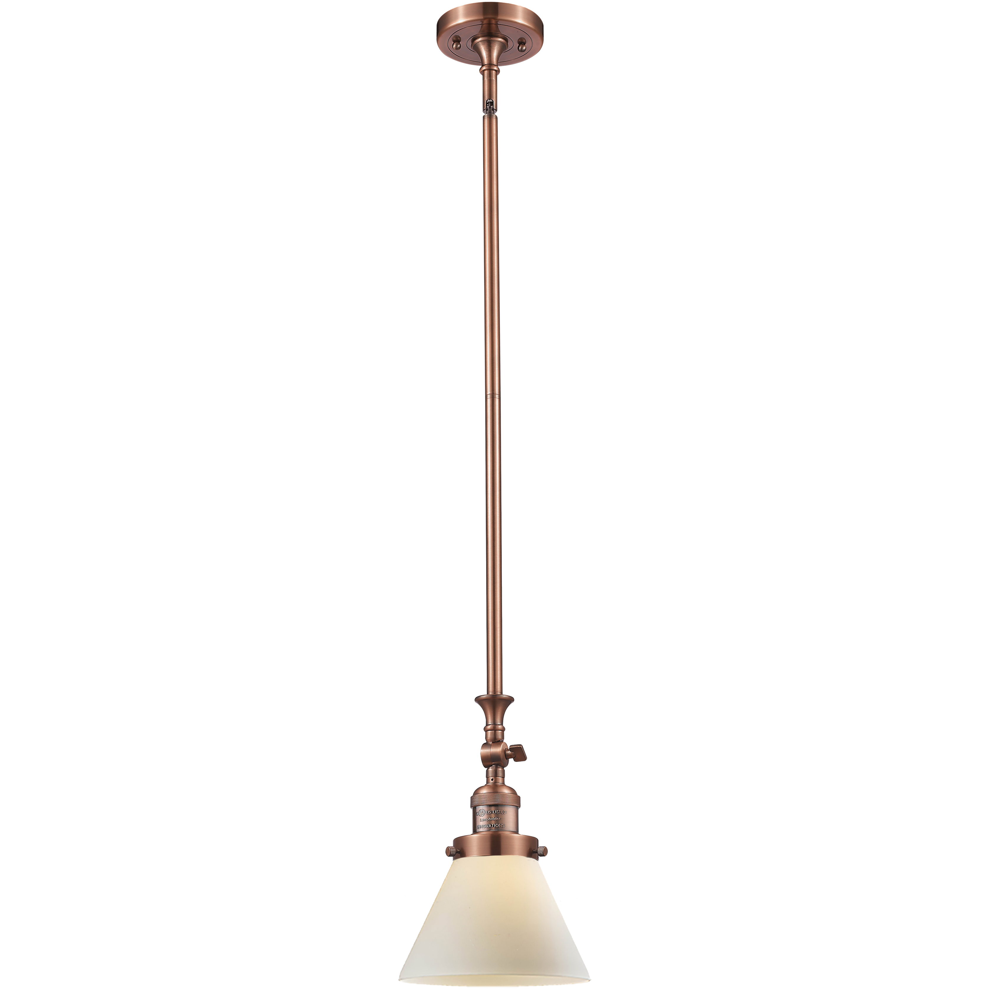 Franklin Restoration Cone LED 8 inch Antique Copper Mini Pendant Ceiling Light in Matte White, Franklin Restoration