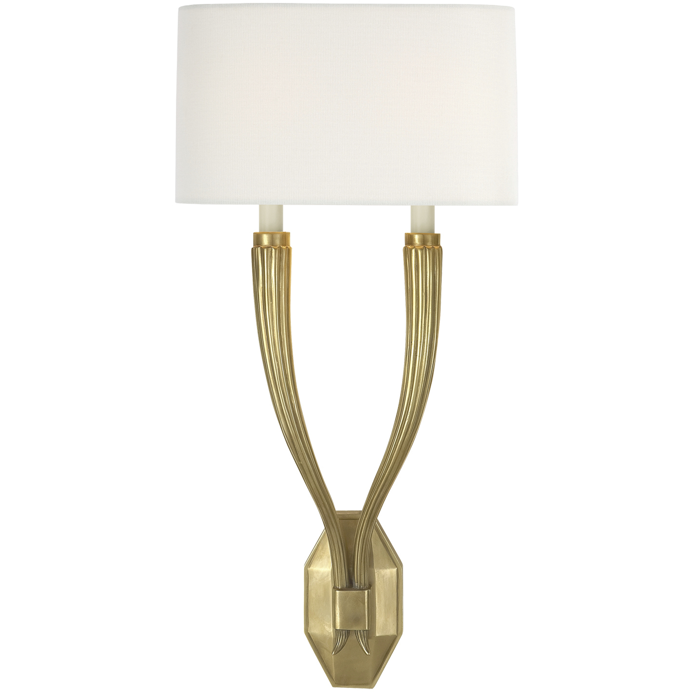 Chapman & Myers Ruhlmann 2 Light 10.75 inch Antique-Burnished Brass Double Sconce Wall Light in Linen