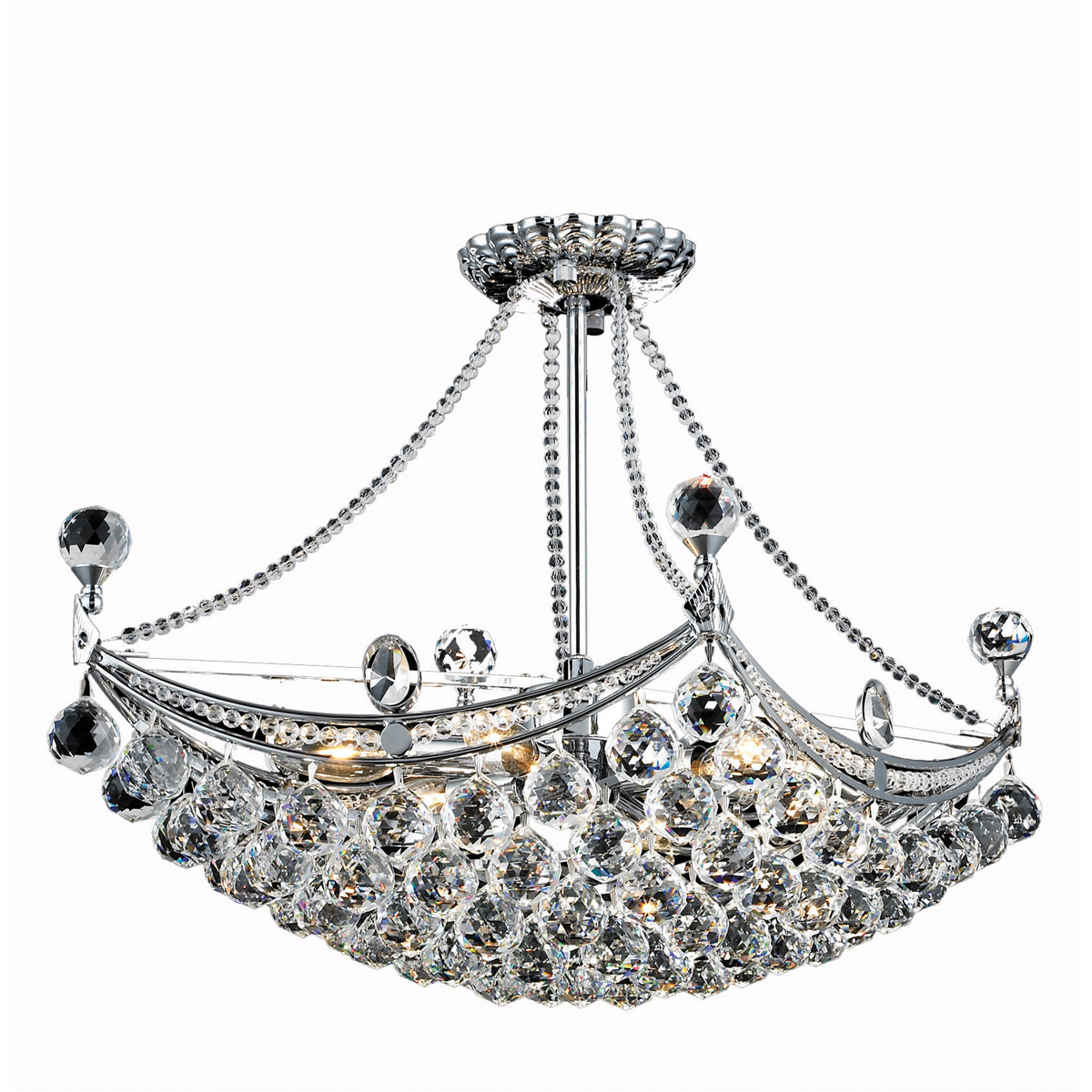 Corona 6 Light 24 inch Chrome Dining Chandelier Ceiling Light in Royal Cut