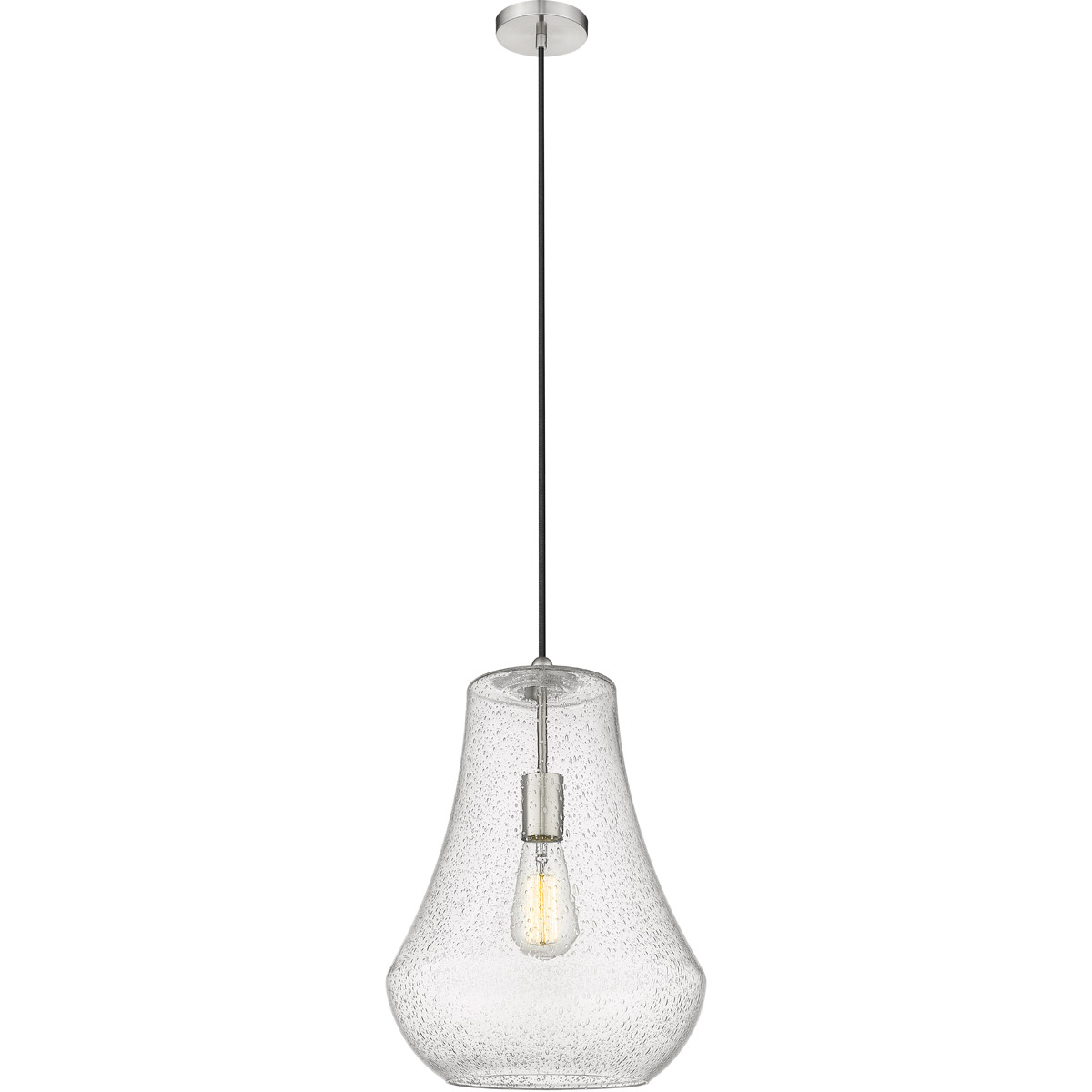 Fairfield 1 Light 12 inch Brushed Satin Nickel Mini Pendant Ceiling Light in Seedy Glass