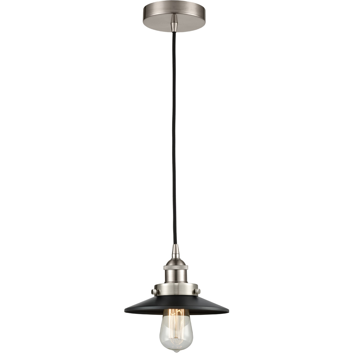 Edison Railroad 1 Light 8 inch Brushed Satin Nickel Mini Pendant Ceiling Light