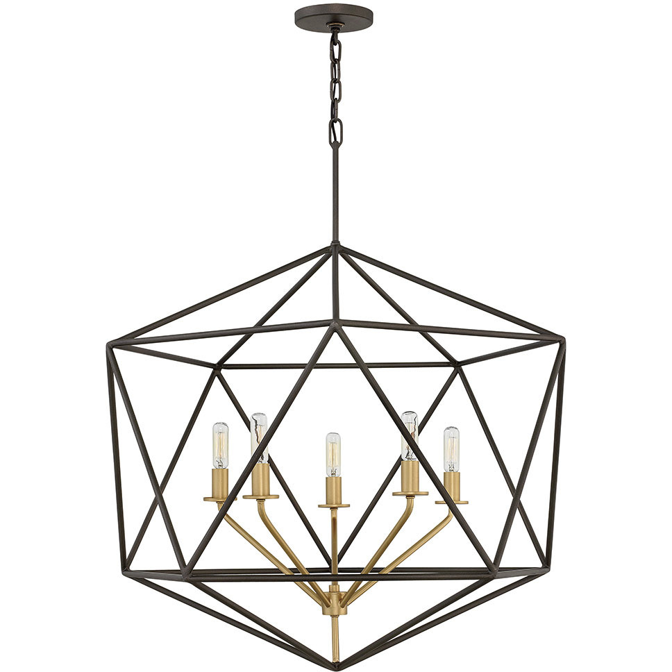Astrid 5 Light 28 inch Metallic Matte Bronze with Deluxe Gold Indoor Chandelier Ceiling Light