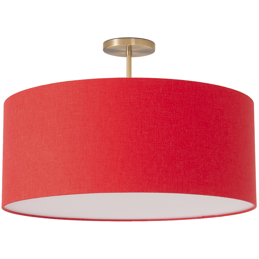 Stretch 1 Light 17 inch Weathered Brass Semi-Flush Mount Ceiling Light in Crimson Red Linen