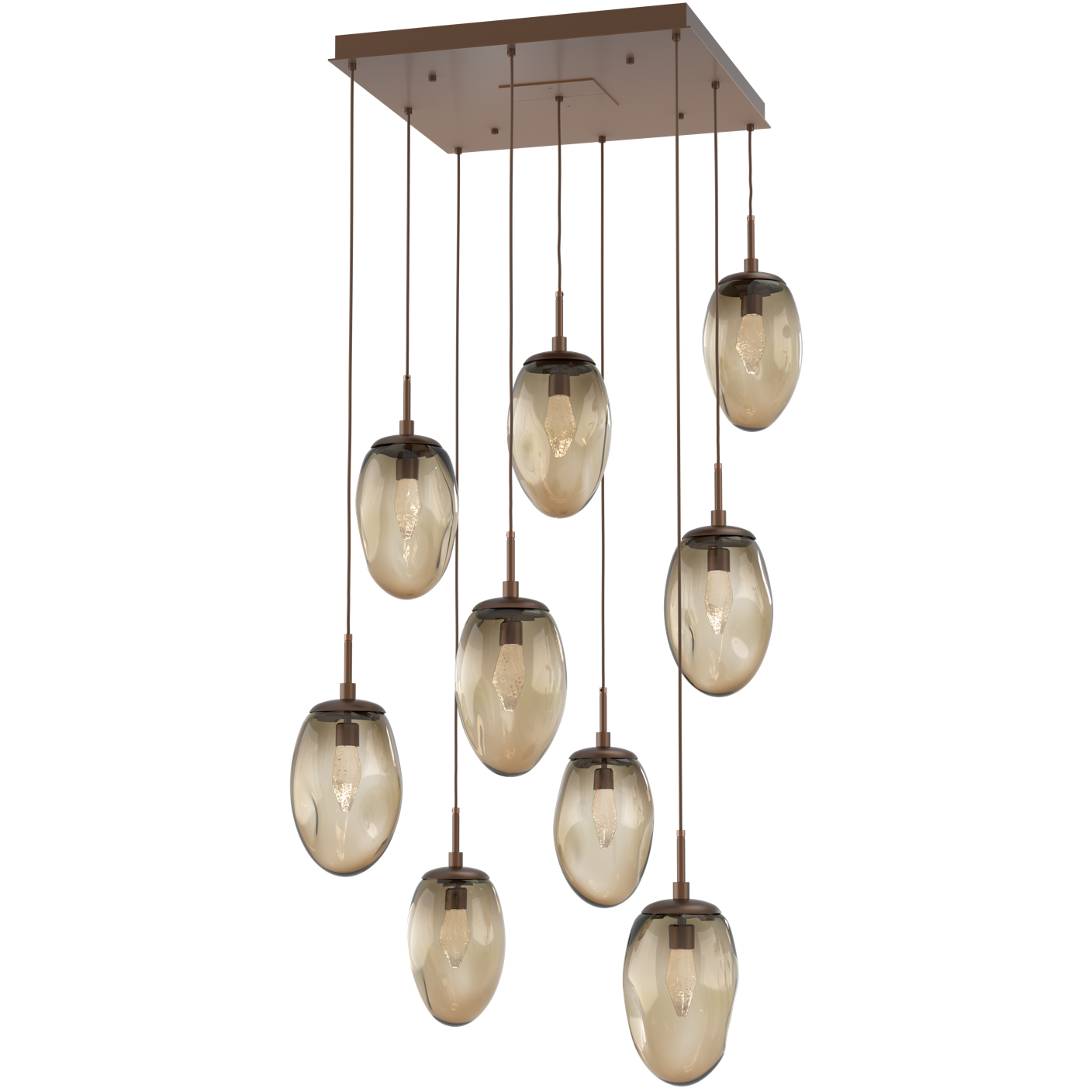 Meteo LED LED Burnished Bronze Chandelier Ceiling Light, Square Multi-Pendant