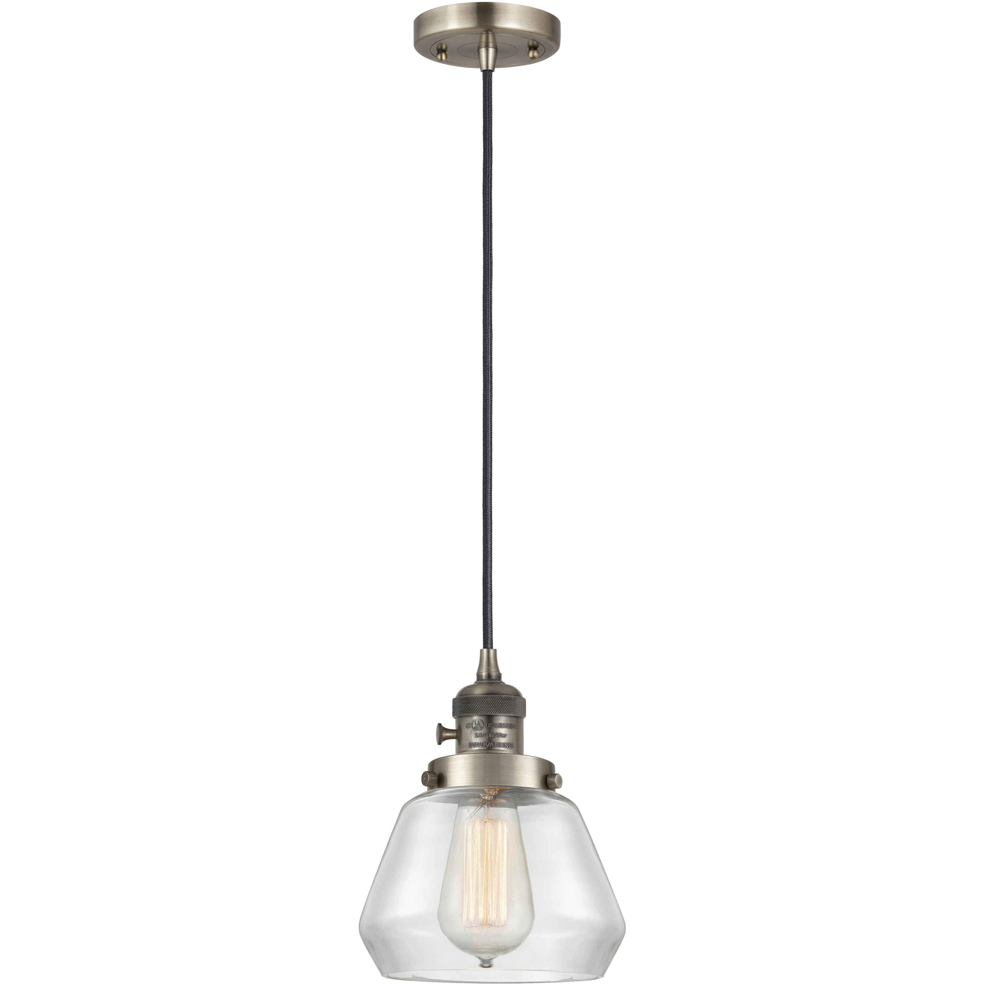 Franklin Restoration Fulton LED 7 inch Antique Brass Mini Pendant Ceiling Light in Clear