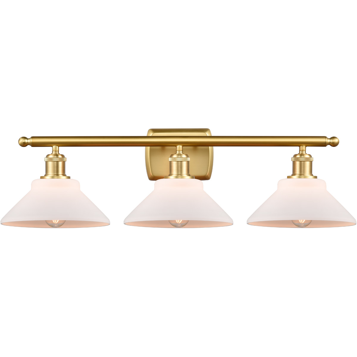 Ballston Orwell LED 26 inch Satin Gold Bath Vanity Light Wall Light in Matte White Glass, Ballston