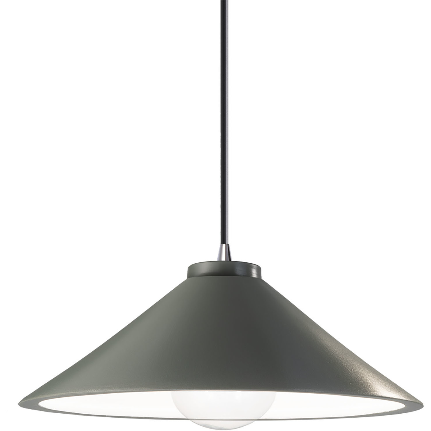 Radiance Collection - Flare 1 Light 11.75 inch Pewter Green and Polished Chrome Pendant Ceiling Light in Replaceable Bulb, Black, Form+Finish+Function