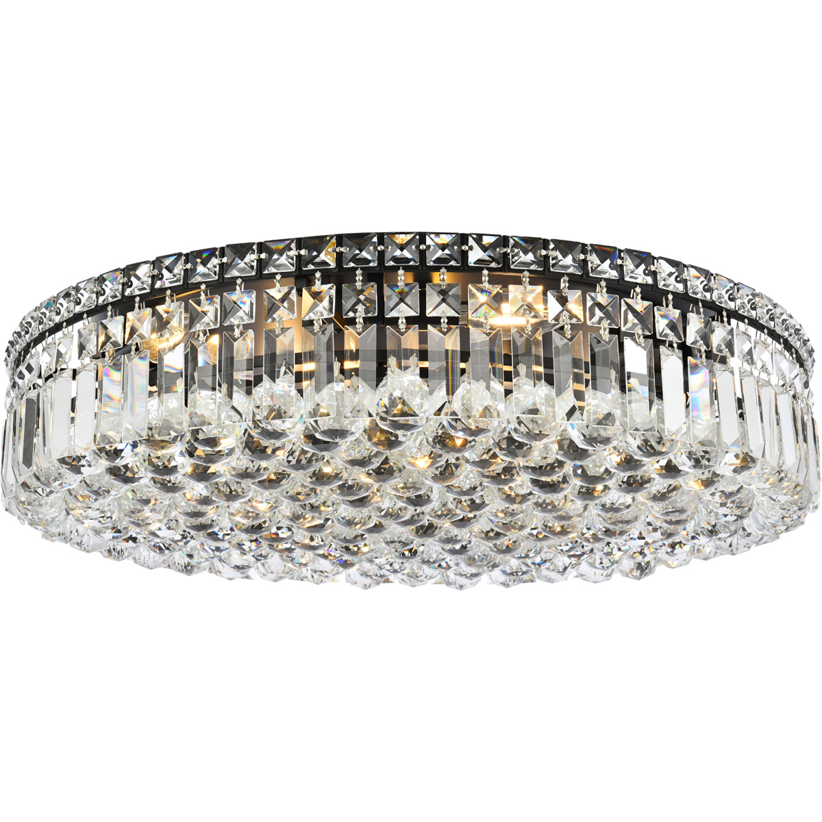 Maxime 9 Light 24 inch Black and Clear Flush Mount Ceiling Light in Royal Cut