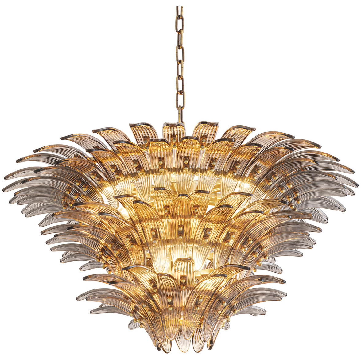 Italo 9 Light 31.5 inch Light Brushed Brass and Smoke Glass Chandelier Ceiling Light