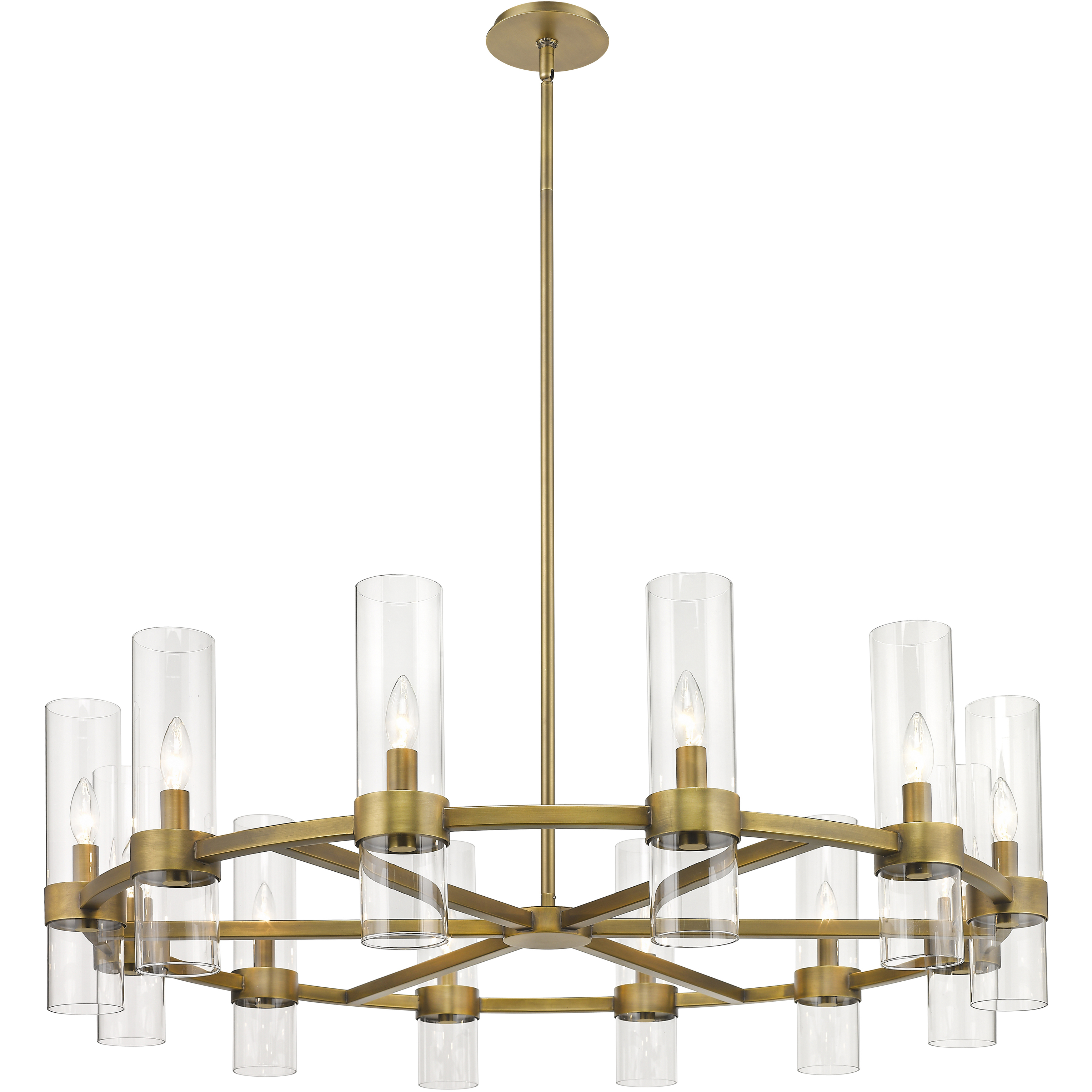 Datus 12 Light 43.5 inch Rubbed Brass Chandelier Ceiling Light