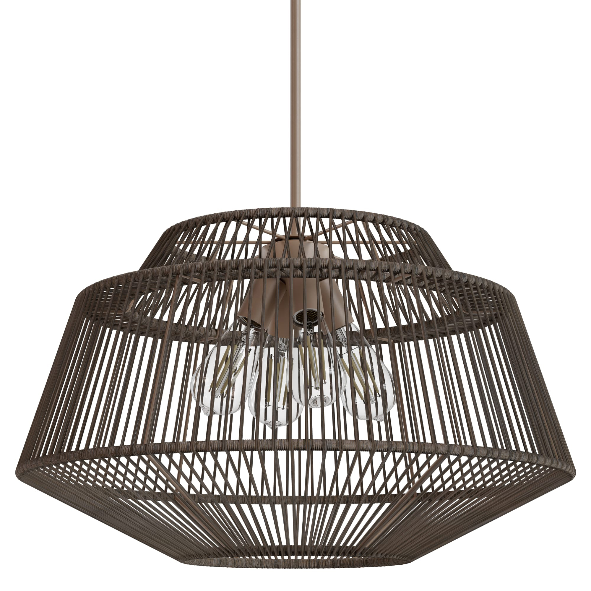 Brookhollow 4 Light 24.5 inch Sable Rattan Pendant Ceiling Light, Large