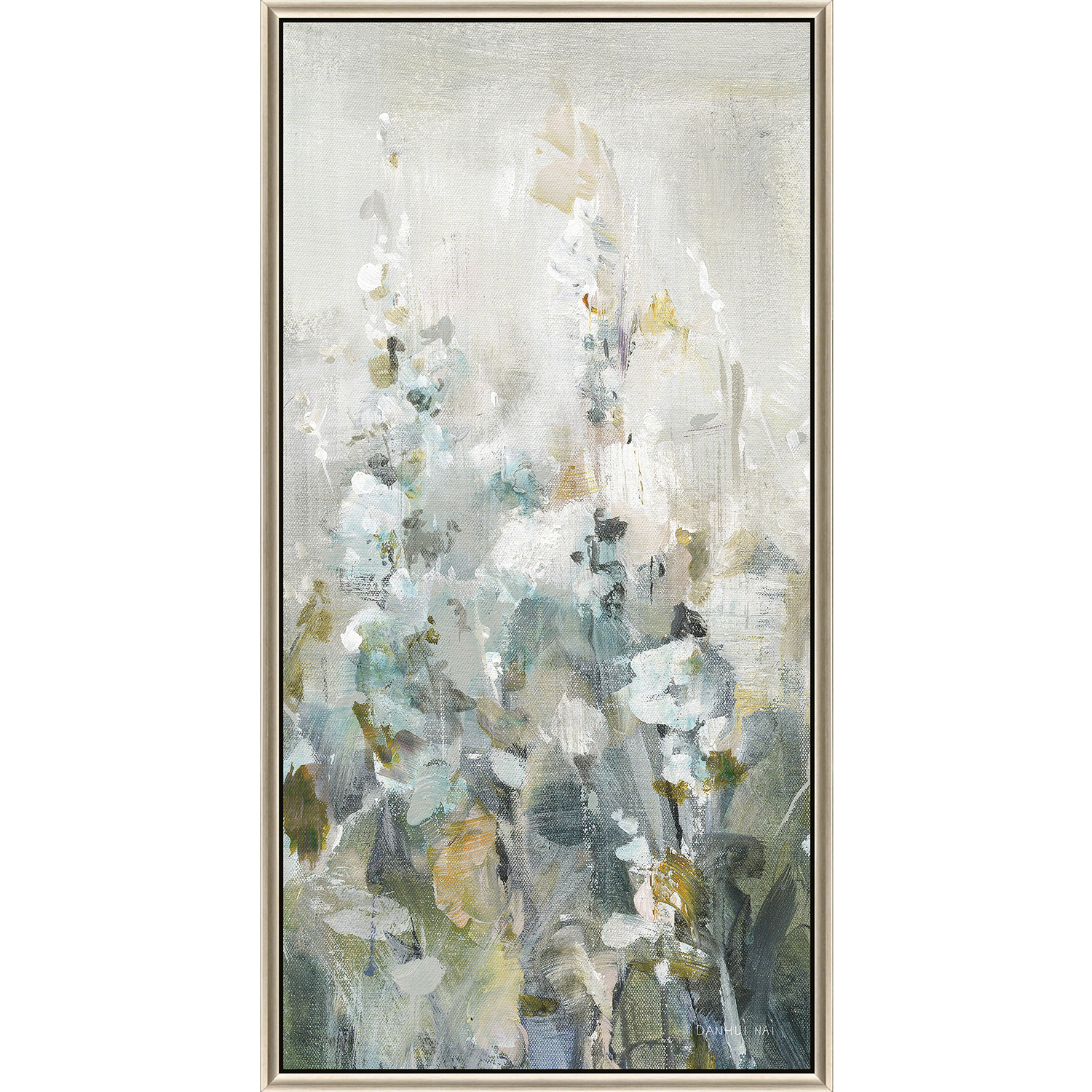 Rustic Garden Blue and Green and Orange and White Canvas