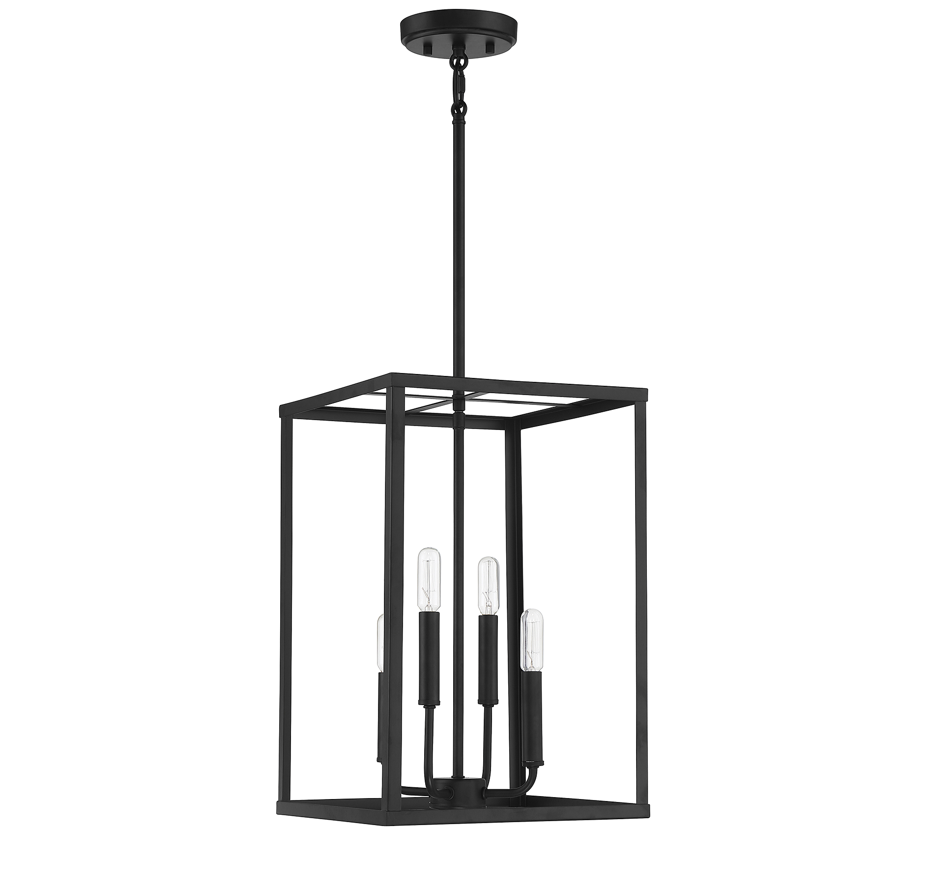 Traditional 4 Light 12 inch Matte Black Pendant Ceiling Light