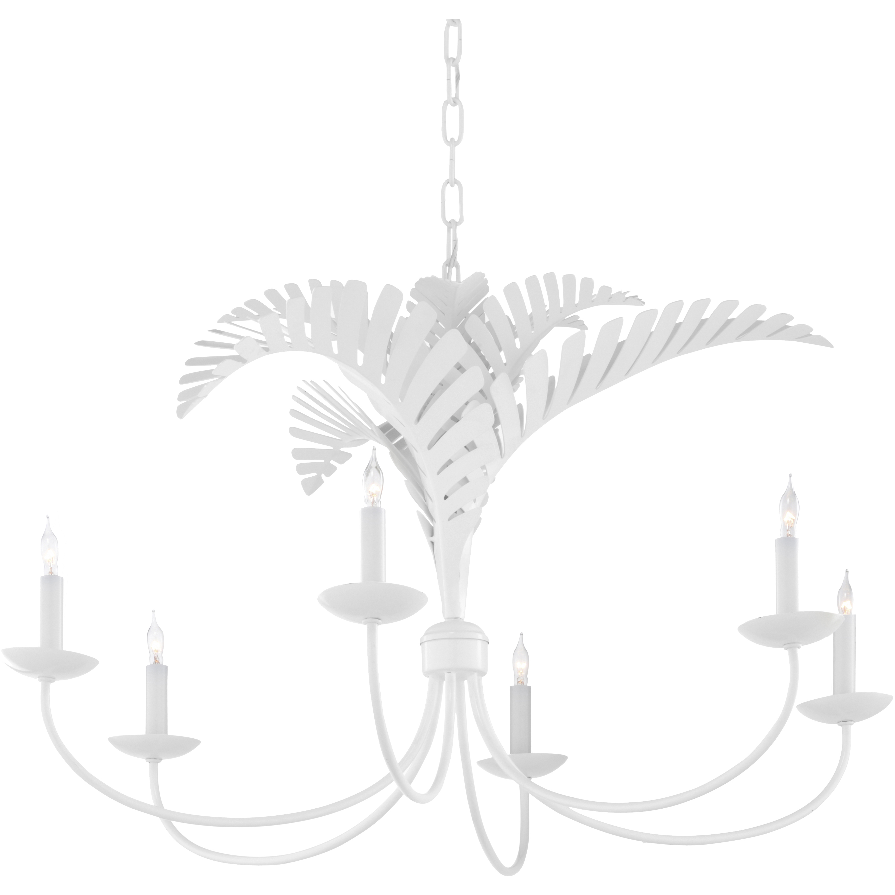 Royal Palm 6 Light 24 inch White/Cream Chandelier Ceiling Light