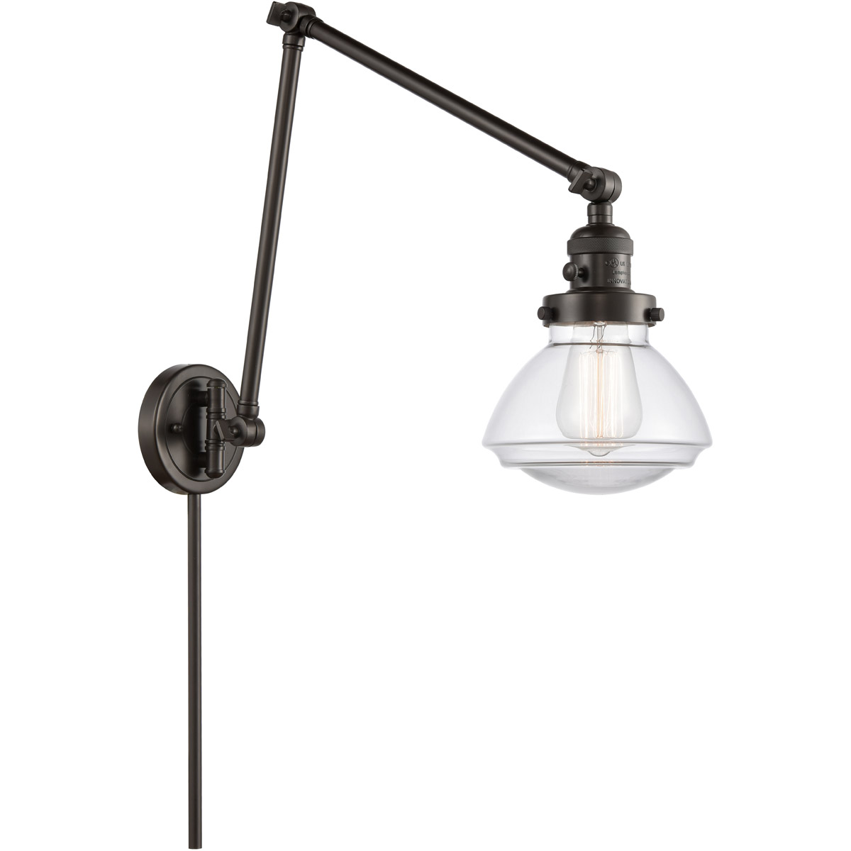 Olean 28 inch 3.50 watt Oil Rubbed Bronze Swing Arm Wall Light, Franklin Restoration