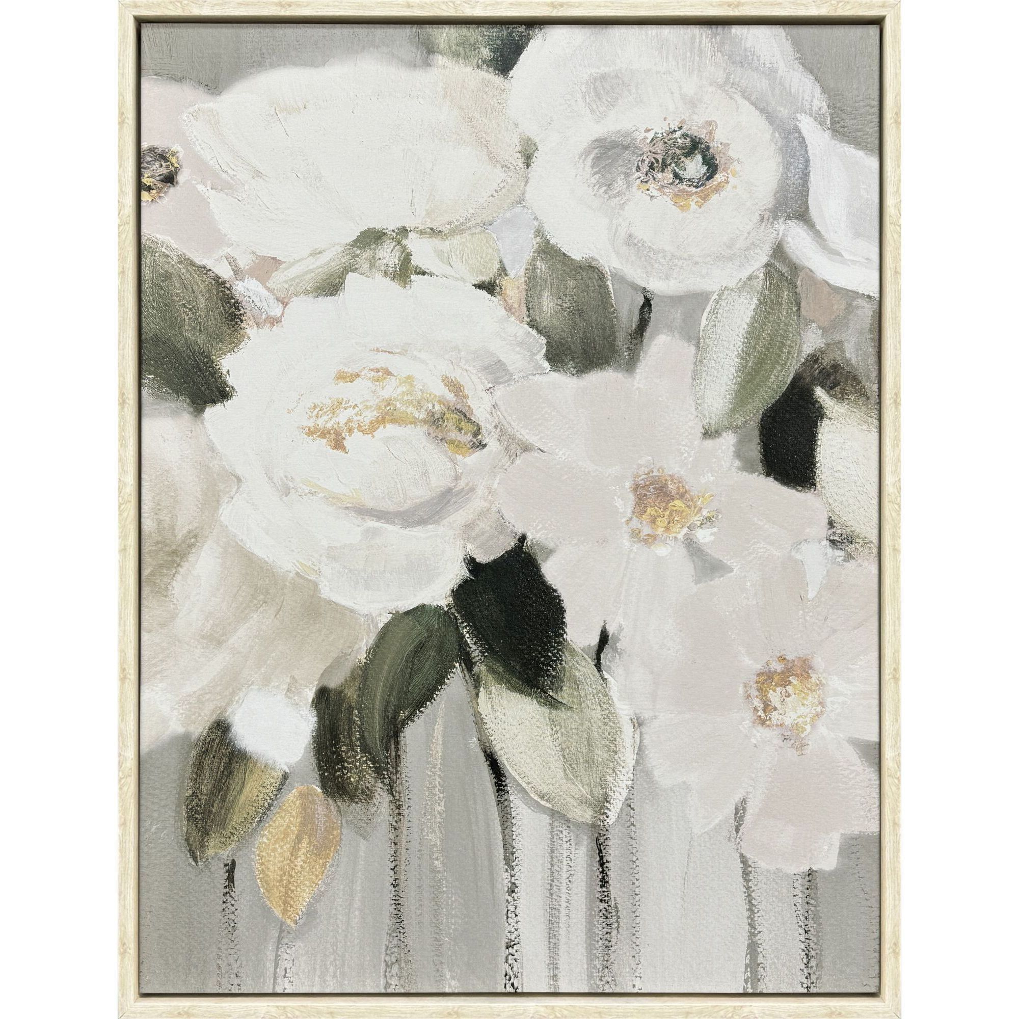 Promise of Giverny White and Green and Gray Canvas