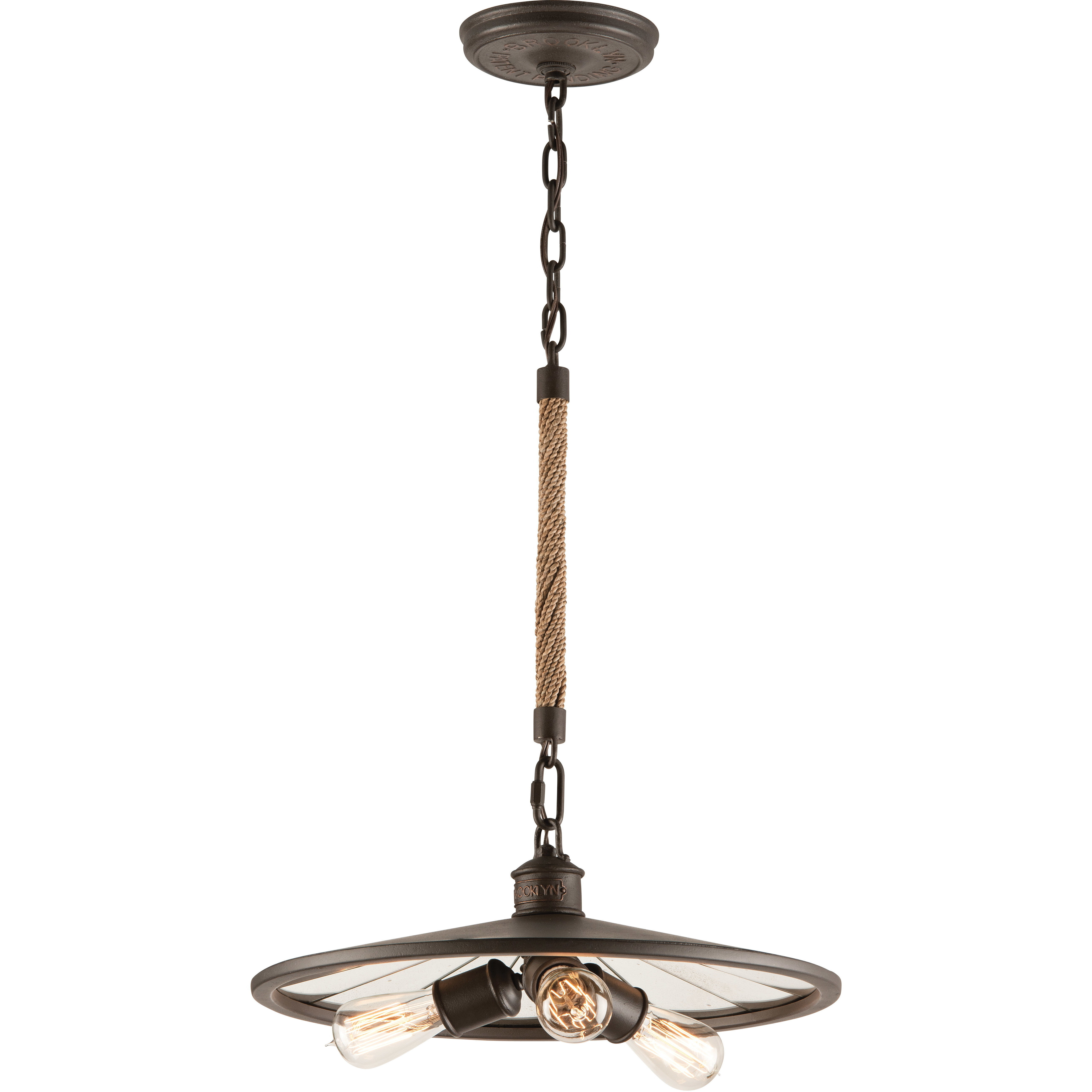 Brooklyn 3 Light 18 inch Brooklyn Bronze Pendant Ceiling Light