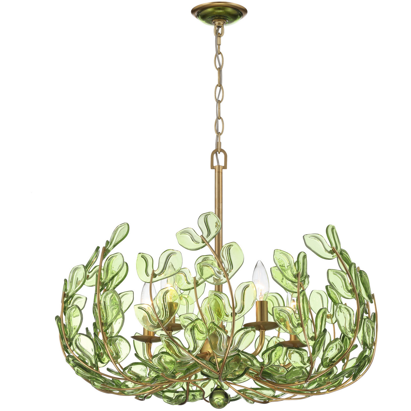 Bridget 5 Light 23.5 inch Soft Gold Chandelier Ceiling Light in Green