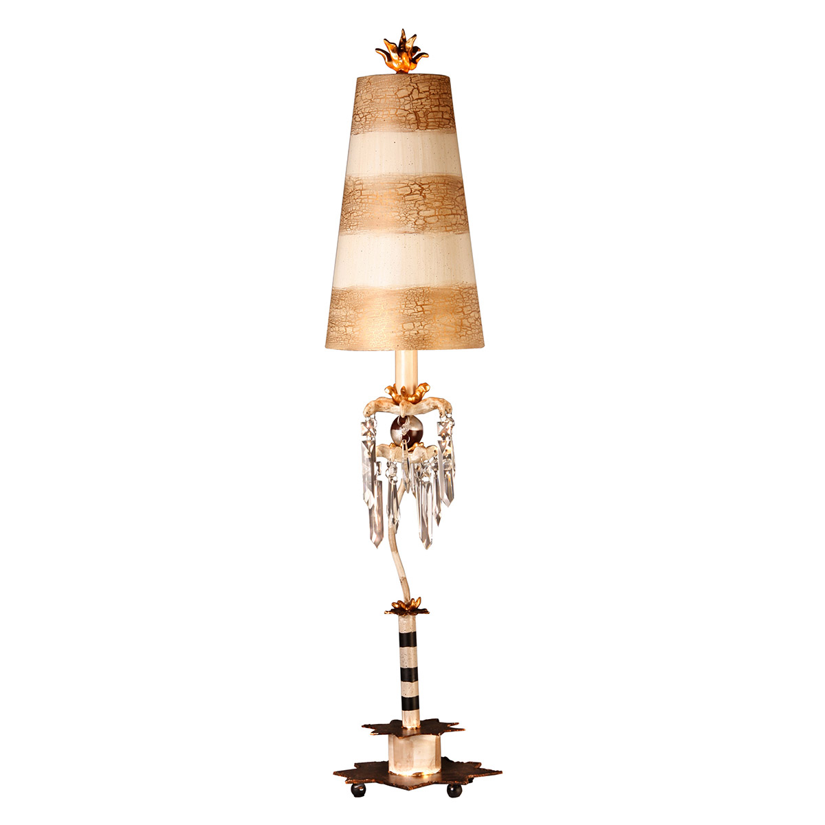 Birdland 45 inch 60.00 watt Black And Putty With Gold Leaf Table Lamp Portable Light in 1, Flambeau