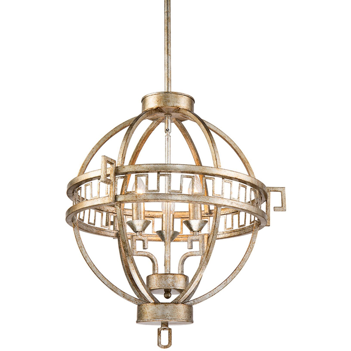 Lemuria 4 Light 23 inch Antique Silver Chandelier Ceiling Light, Flambeau