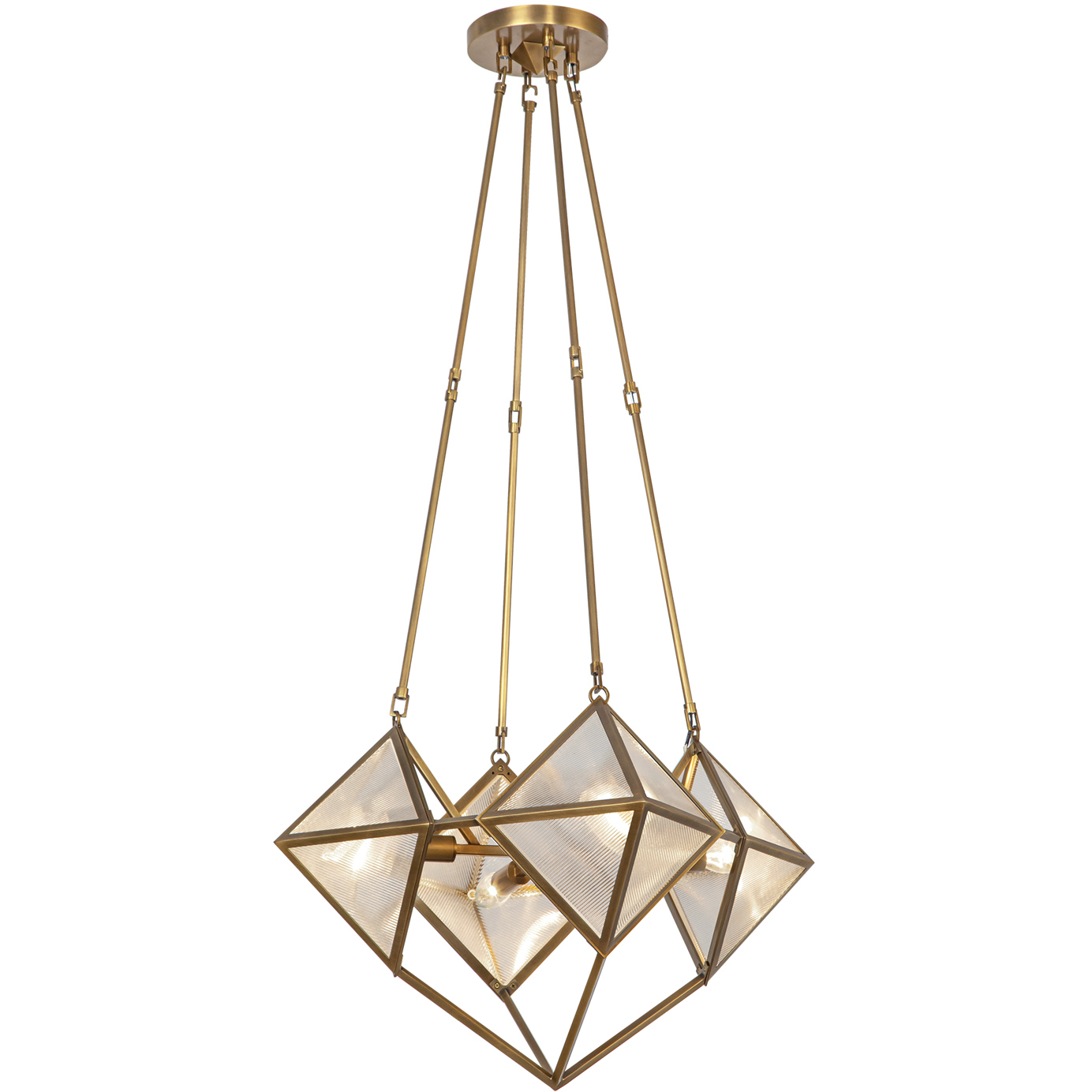 Cairo 4 Light 21 inch Ribbed Glass/Vintage Brass Chandelier Ceiling Light