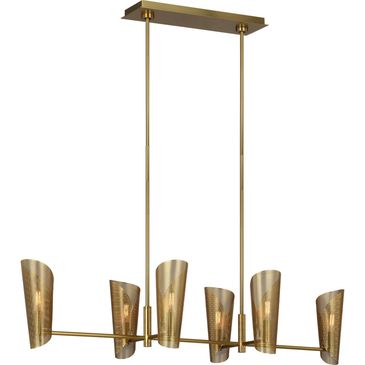 Christiane Lemieux Plivot 6 Light 48 inch Burnished Brass Linear Chandelier Ceiling Light