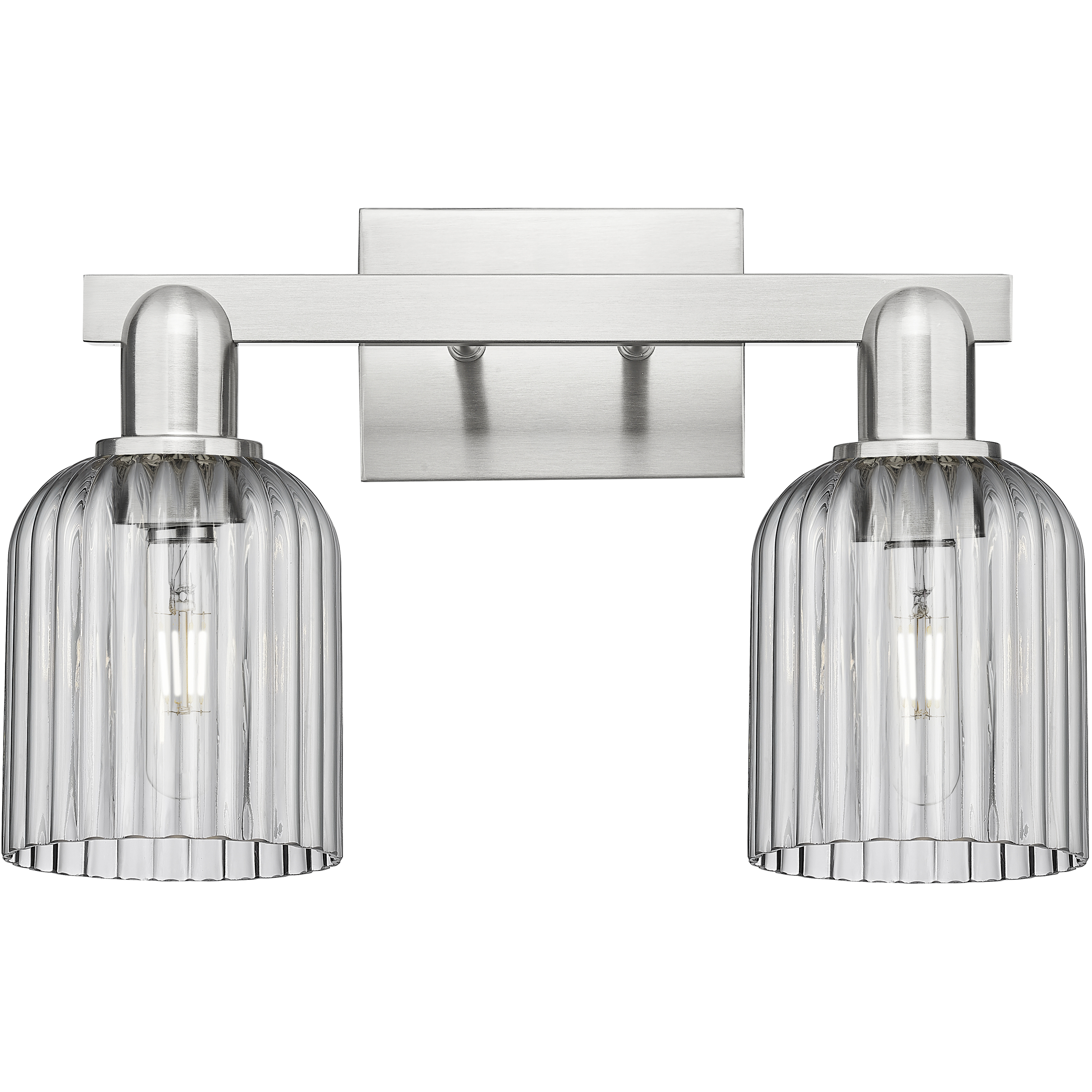Bridal Veil 2 Light 16 inch Brushed Satin Nickel Bath Vanity Light Wall Light in Light Smoke Glass
