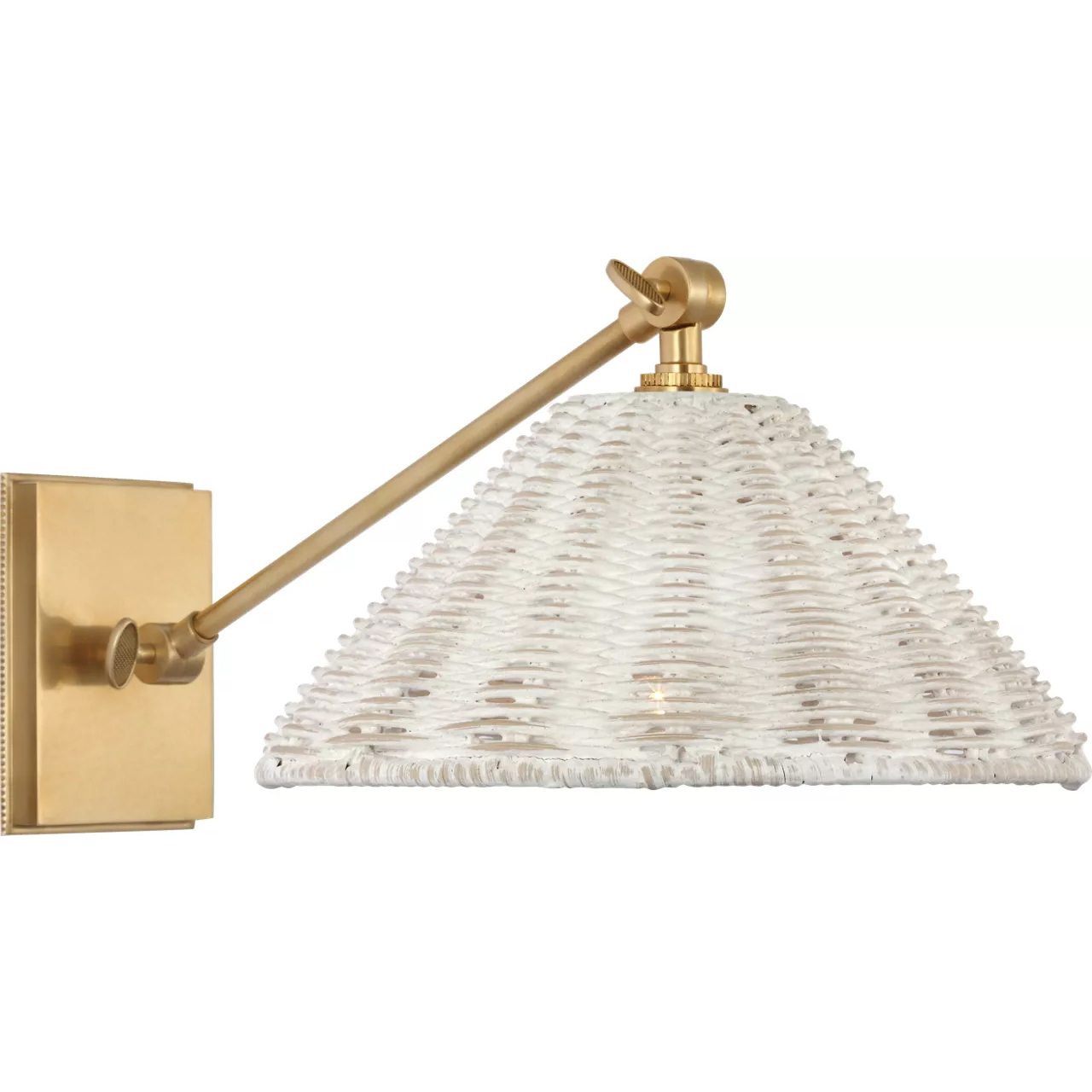 Marie Flanigan Wimberley LED 10 inch Soft Brass Single Library Wall Light in White Wicker