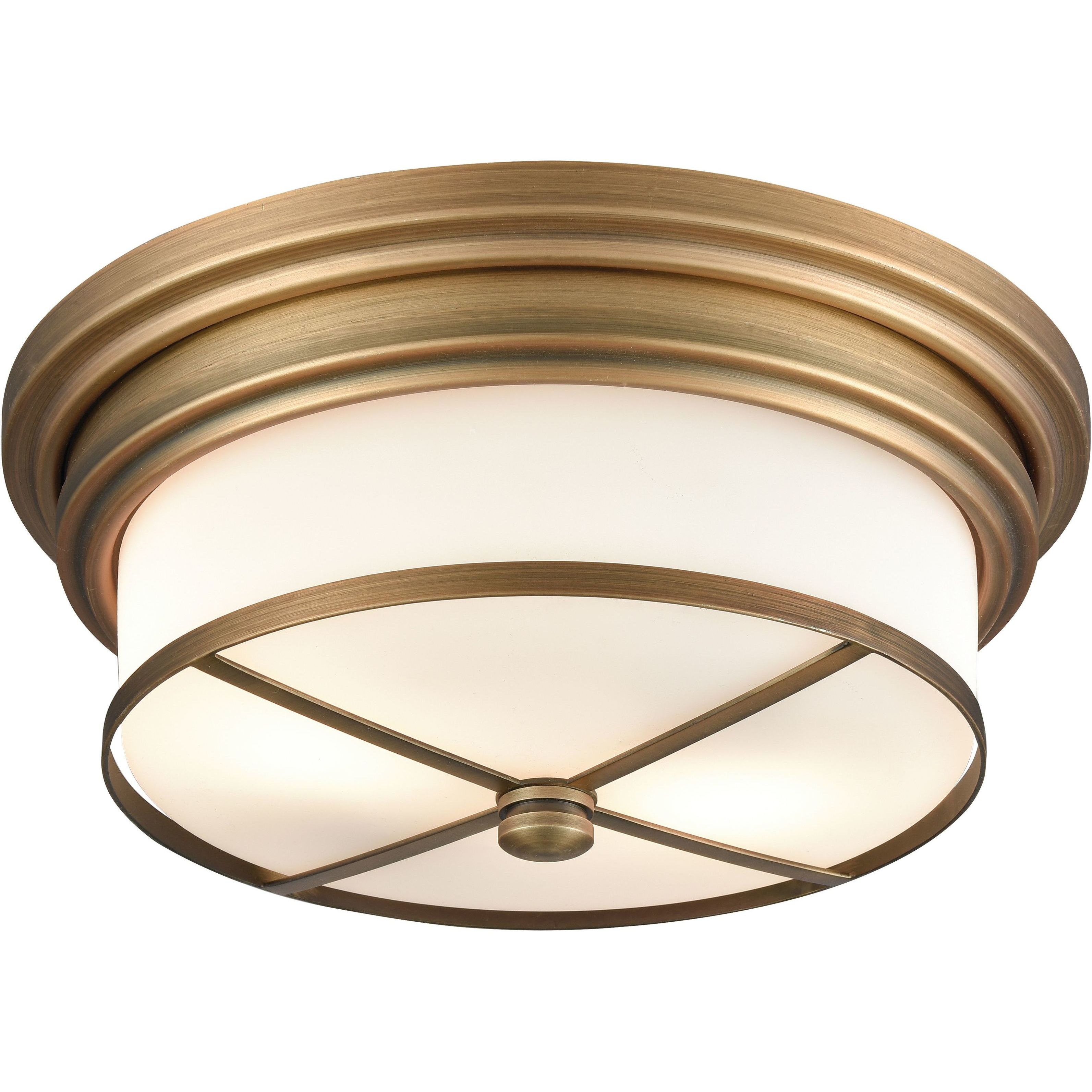 Flushmounts 2 Light 13 inch Classic Brass Flush Mount Ceiling Light