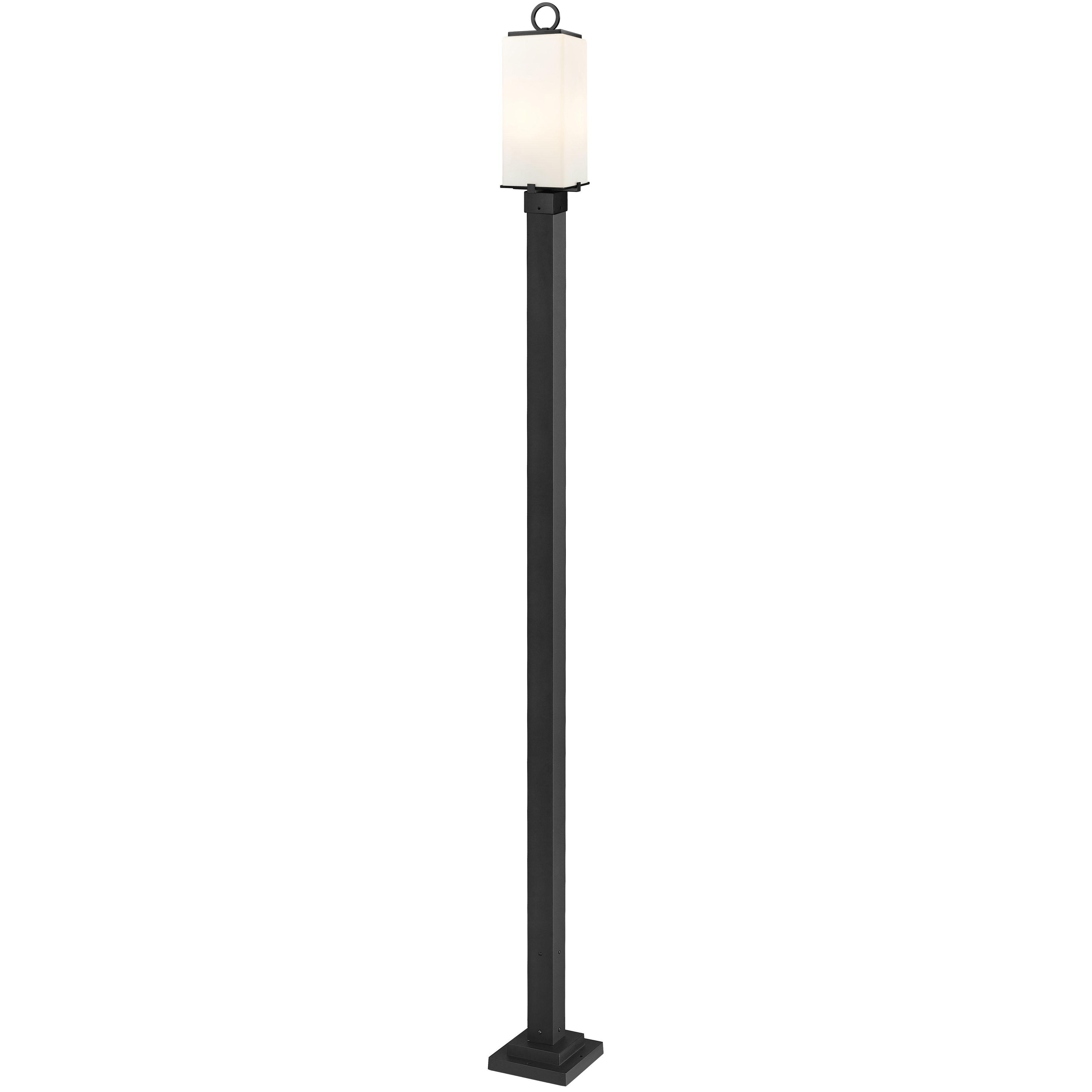 Sana 2 Light 114 inch Black Outdoor Post Mounted Fixture in White Opal Glass