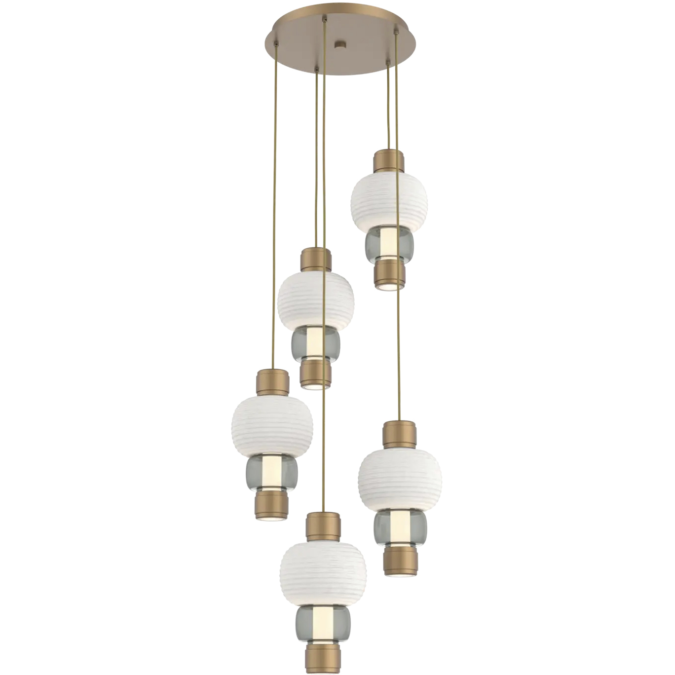Torno Mandrel LED 20.5 inch Novel Brass with Chalk Multi-Pendant Ceiling Light