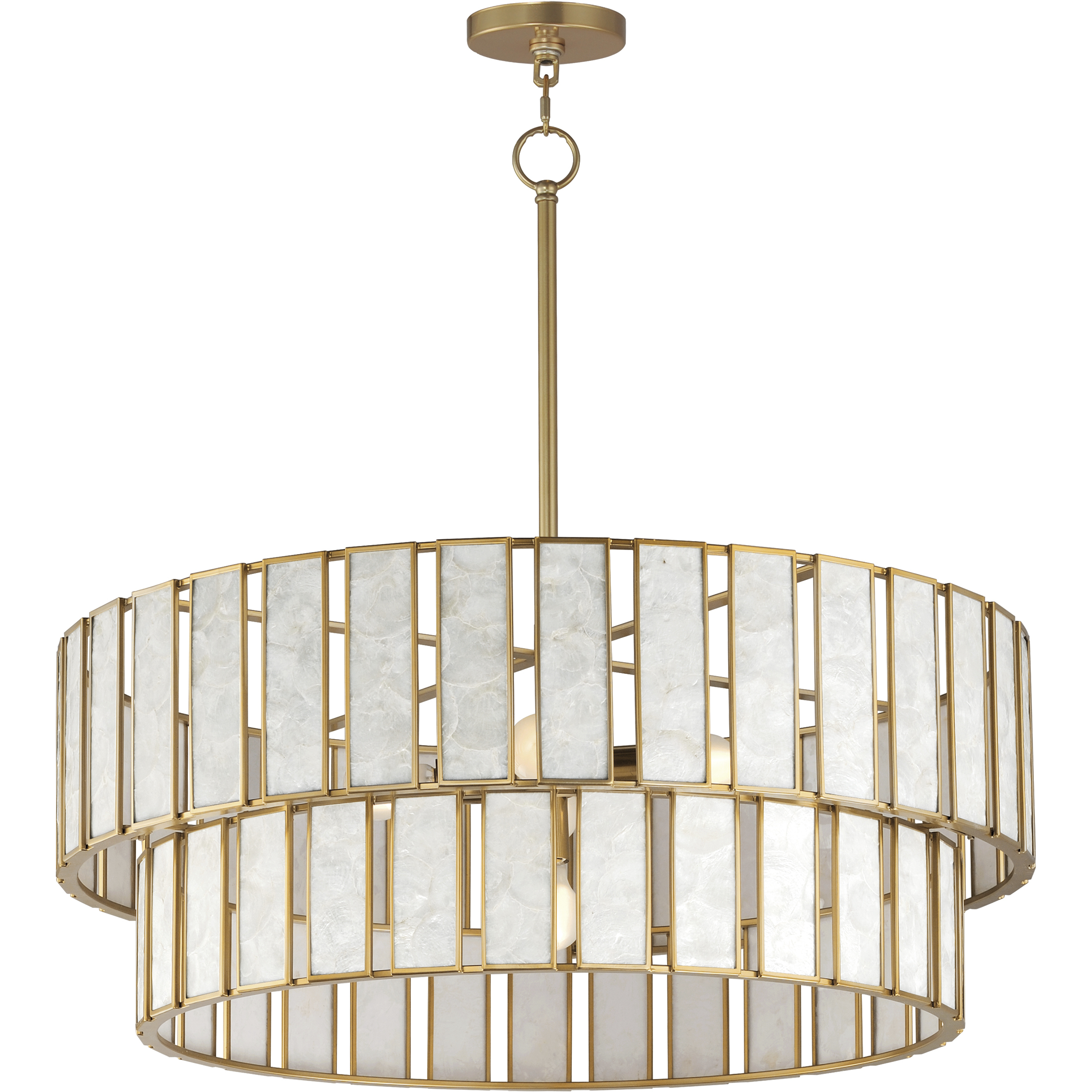 Miramar 6 Light 32.75 inch Capiz and Natural Aged Brass Chandelier Ceiling Light