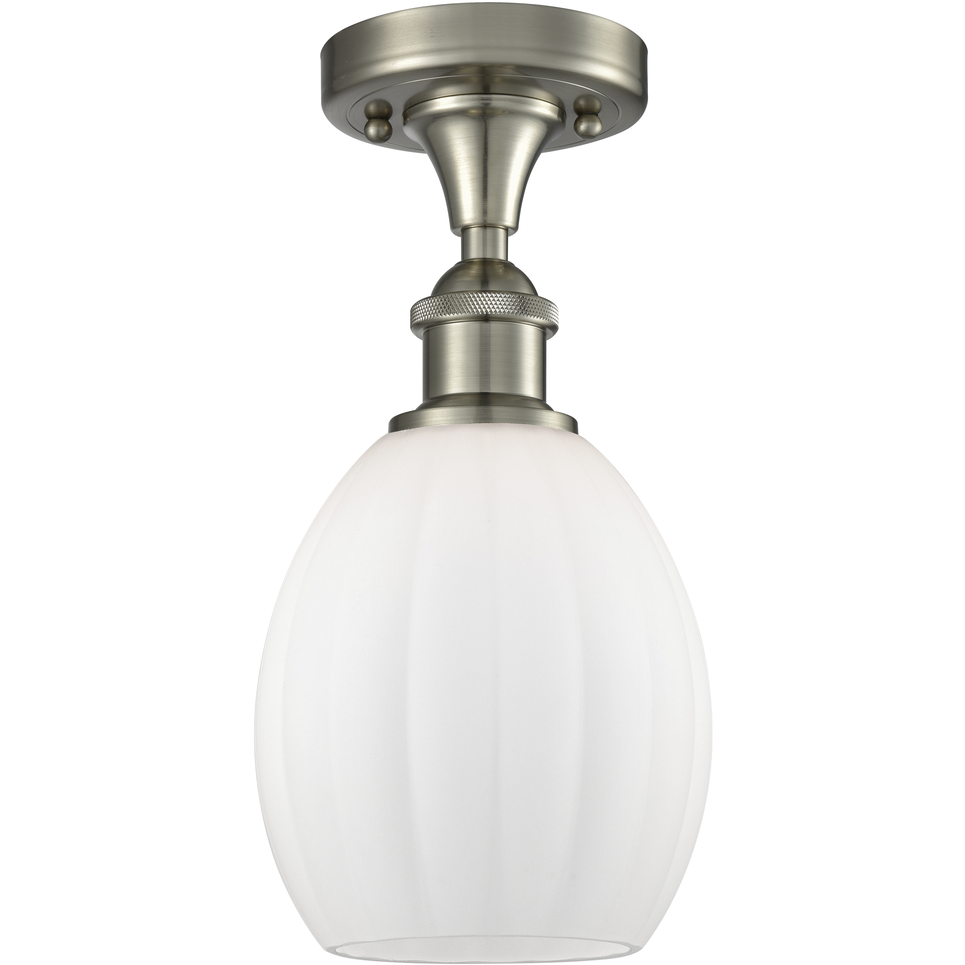 Edison Eaton 1 Light 6 inch Brushed Satin Nickel Semi-Flush Mount Ceiling Light in Matte White Glass
