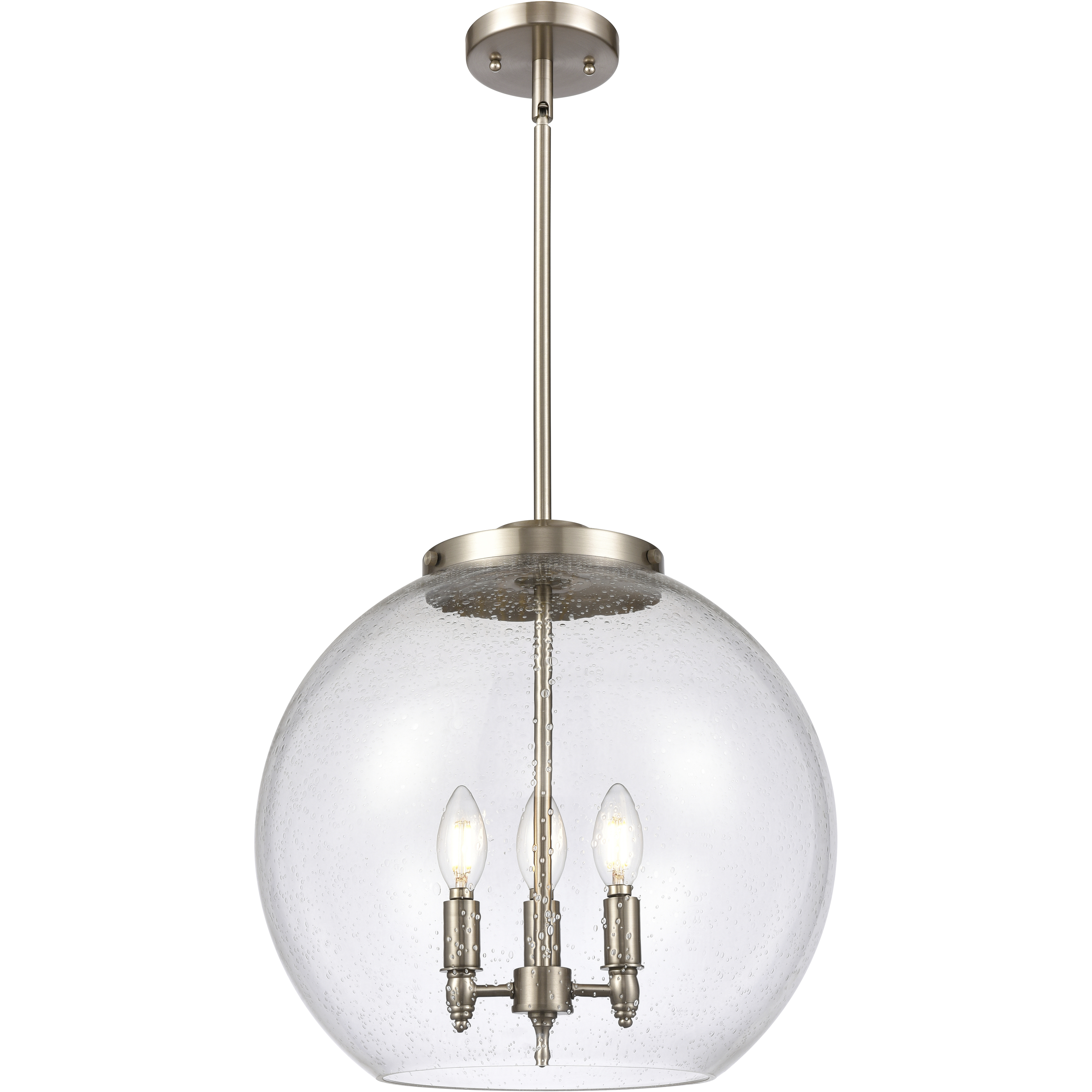 Ballston Athens 3 Light 15.75 inch Brushed Satin Nickel Statement Pendant Ceiling Light in Incandescent, Seedy