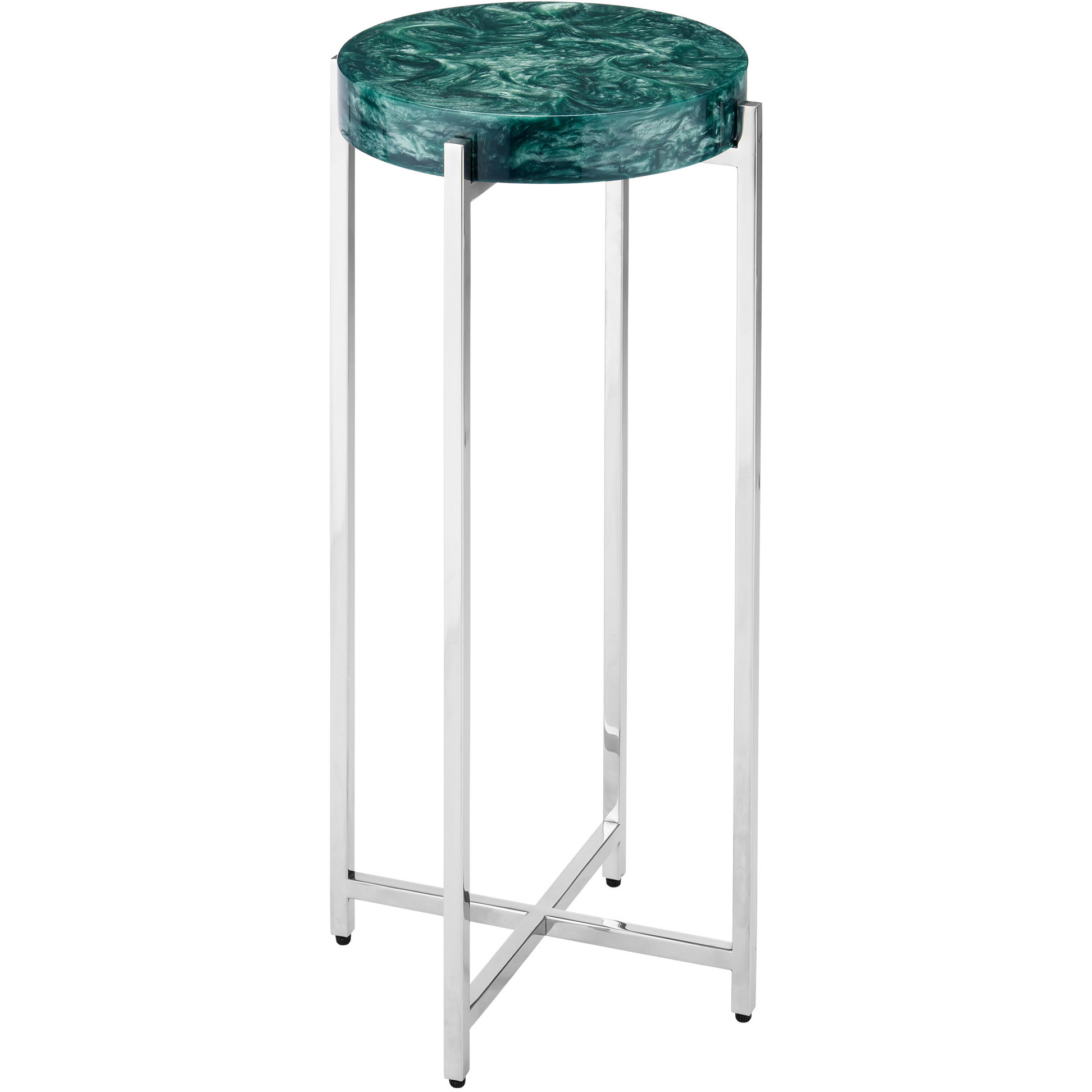 Rina 11 inch Teal and Polished Nickel Drinks Table
