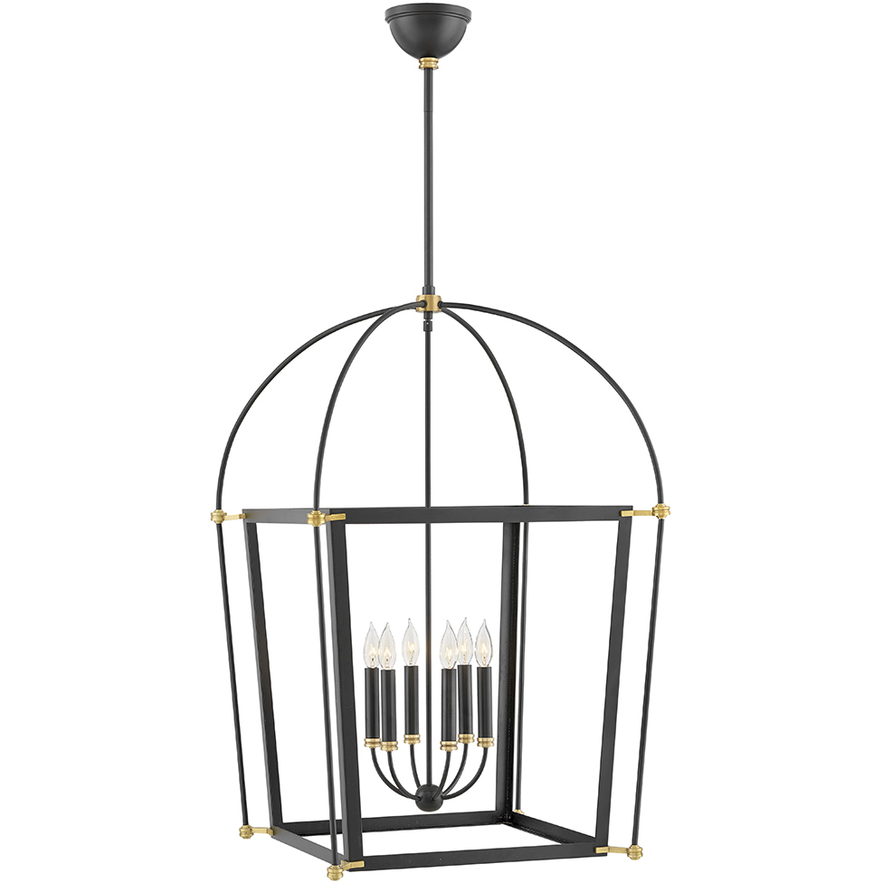 Selby 6 Light 25 inch Black with Heritage Brass Indoor Chandelier Ceiling Light