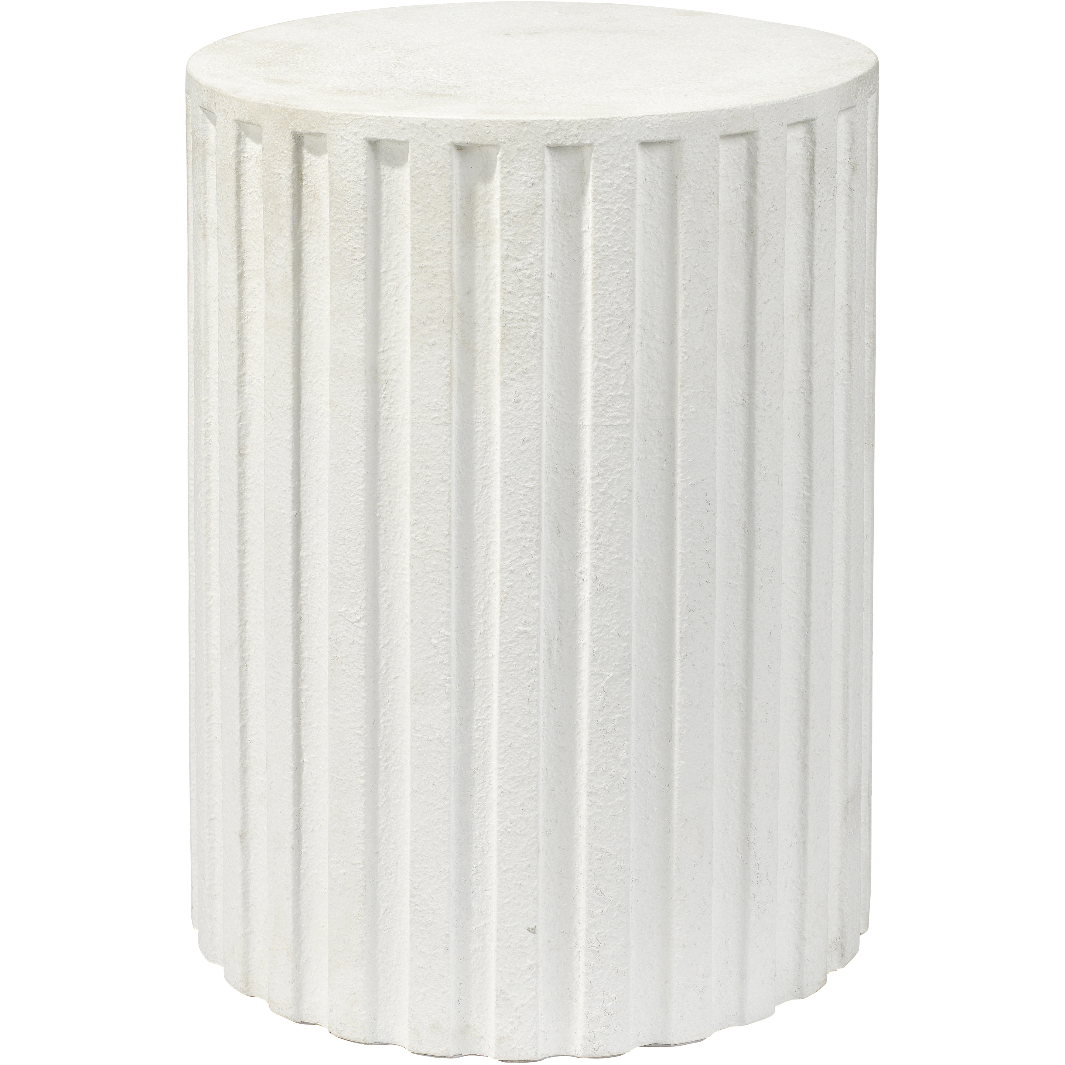 Fluted Column 22 X 16 inch White Concrete Side Table