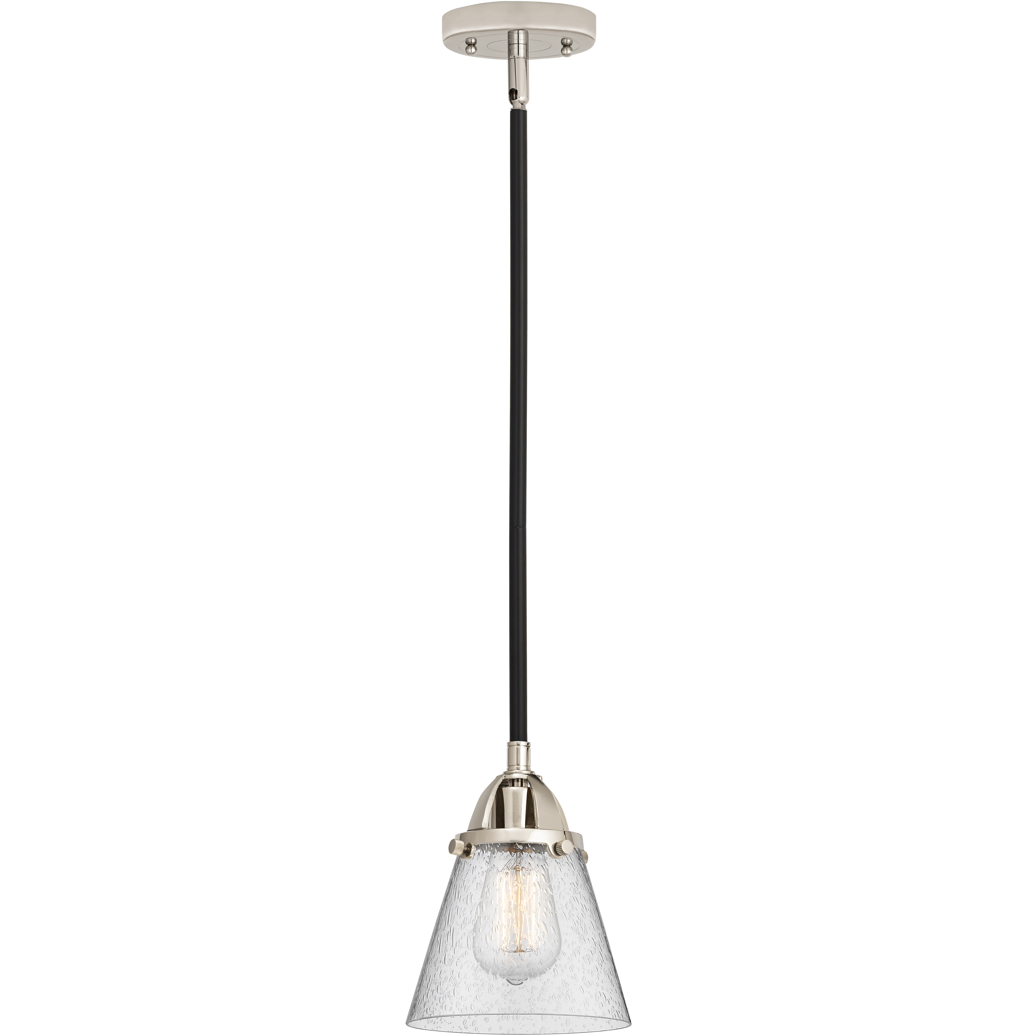 Nouveau 2 Cone 1 Light 6.25 inch Polished Nickel Mini Pendant Ceiling Light Incandescent Seedy