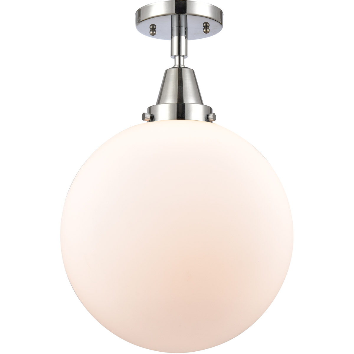 Beacon LED 12 inch Polished Chrome Flush Mount Ceiling Light in Matte White Glass